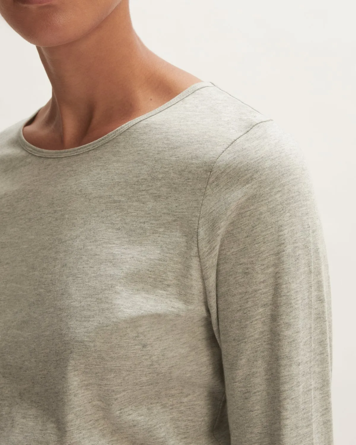 Supima Cotton Long Sleeve Tee | Pale Grey Mel sold by Jigsaw product image thumbnail 2