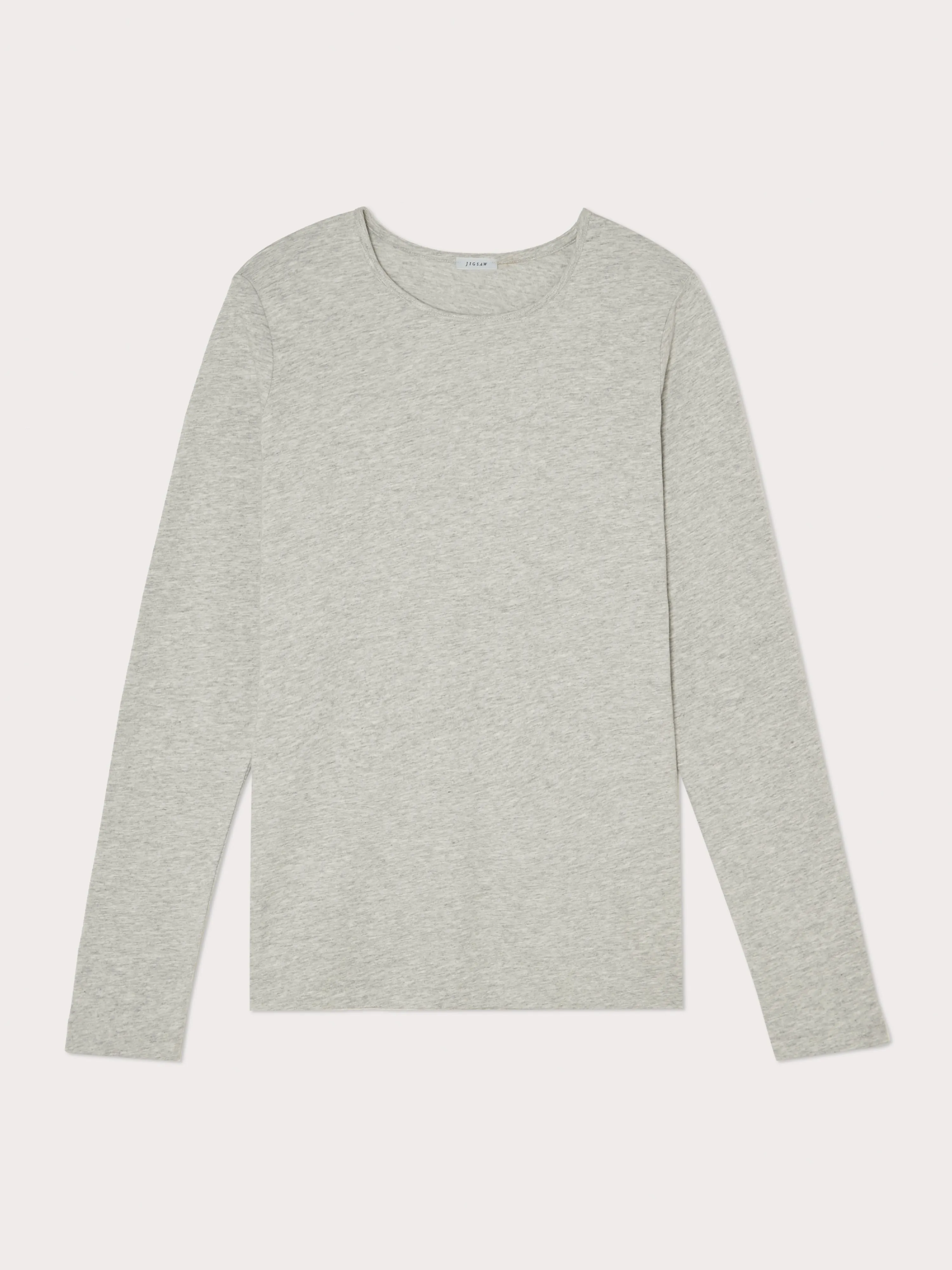 Supima Cotton Long Sleeve Tee | Pale Grey Mel sold by Jigsaw product image thumbnail 5