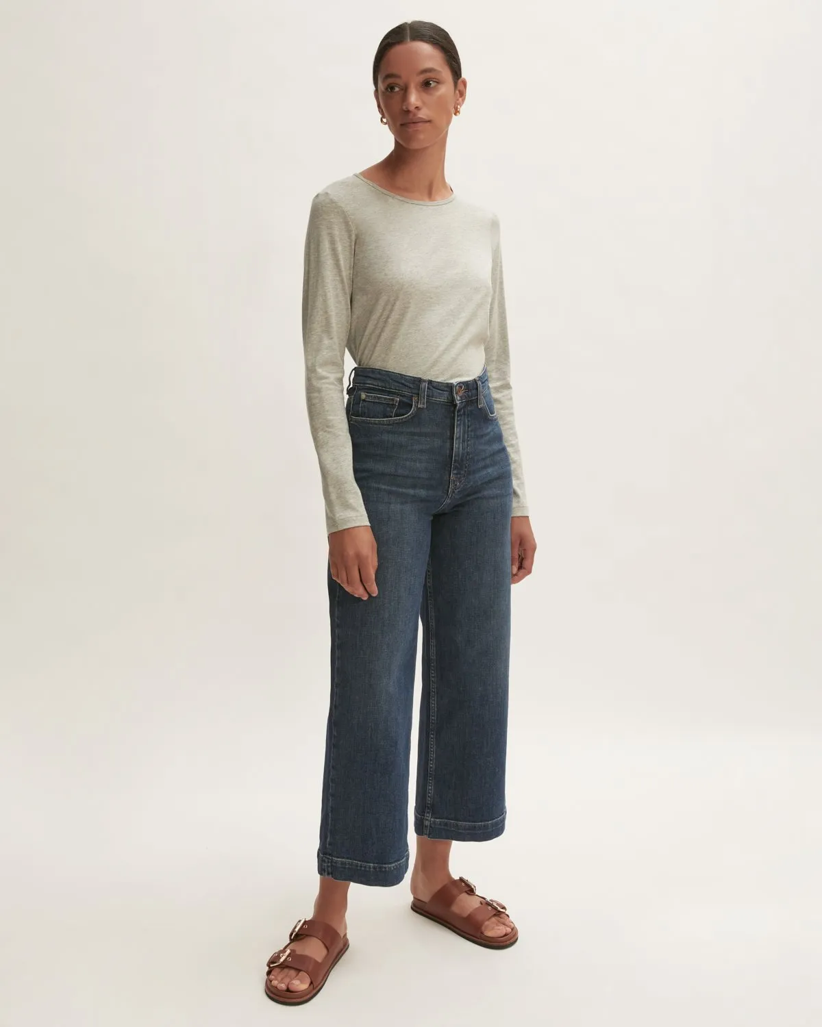 Supima Cotton Long Sleeve Tee | Pale Grey Mel sold by Jigsaw product image thumbnail 3