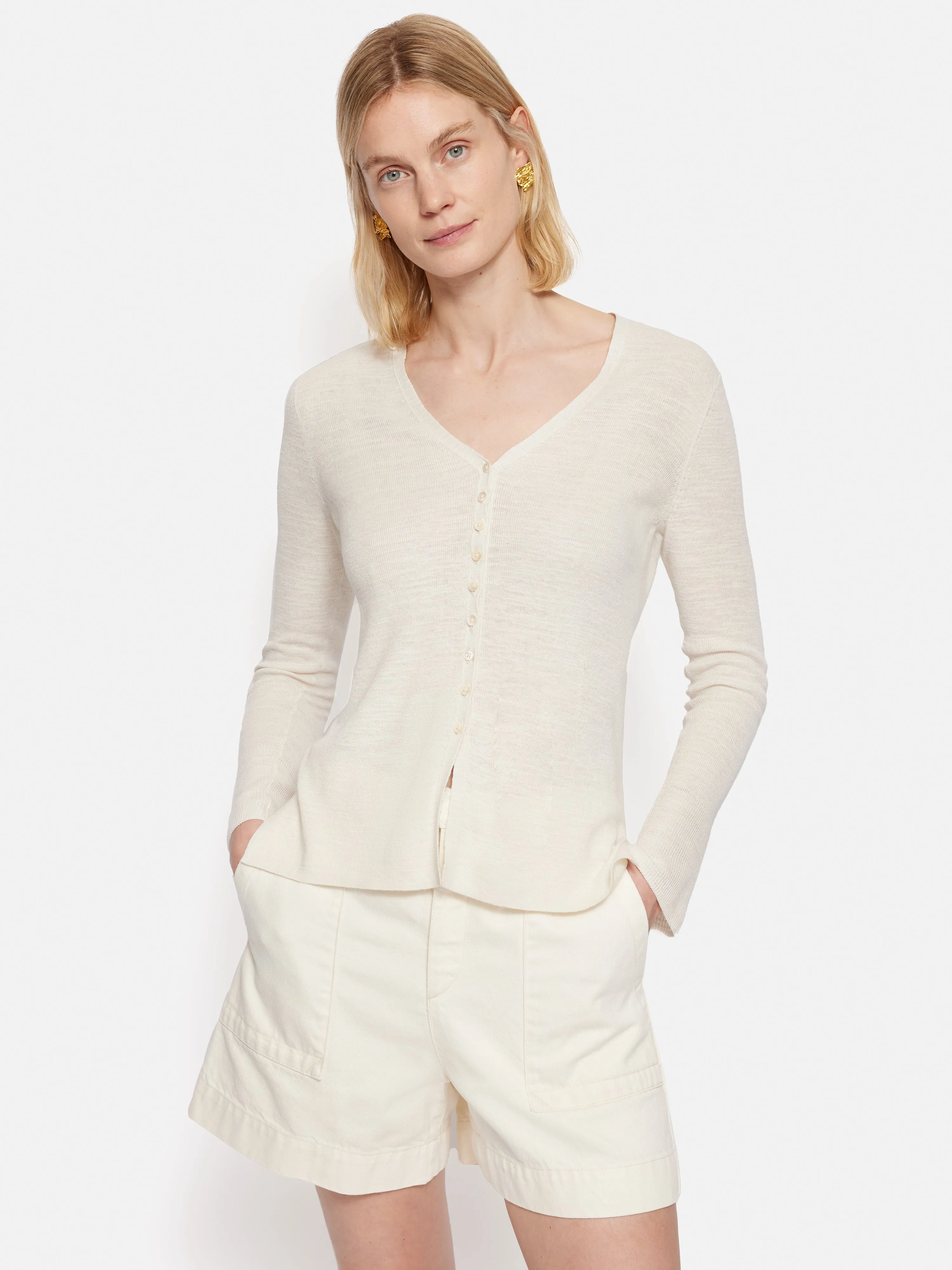 Linen Cotton Cardigan | Ivory sold by Jigsaw
