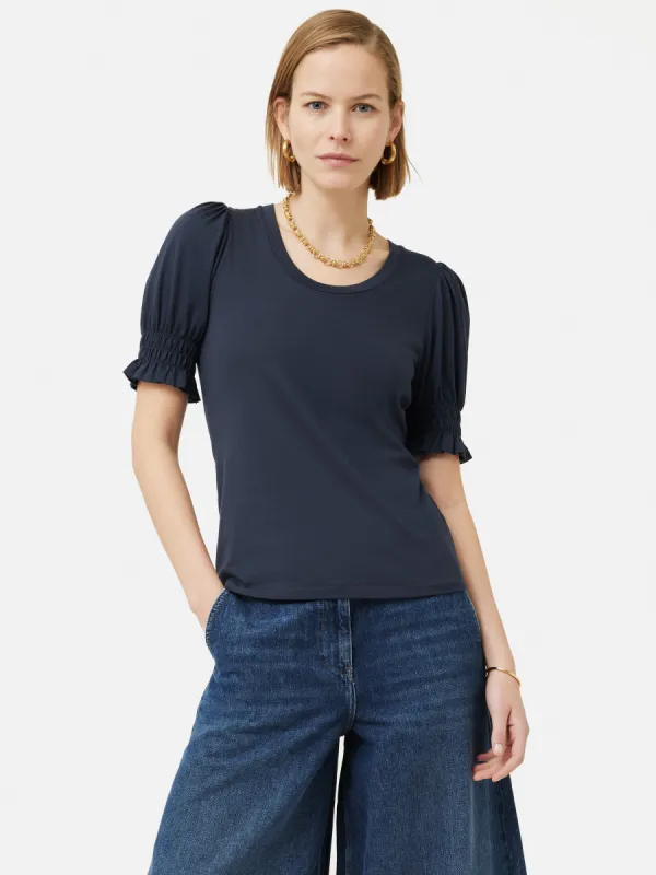 Ruched Sleeve Jersey Top | Grey sold by Jigsaw