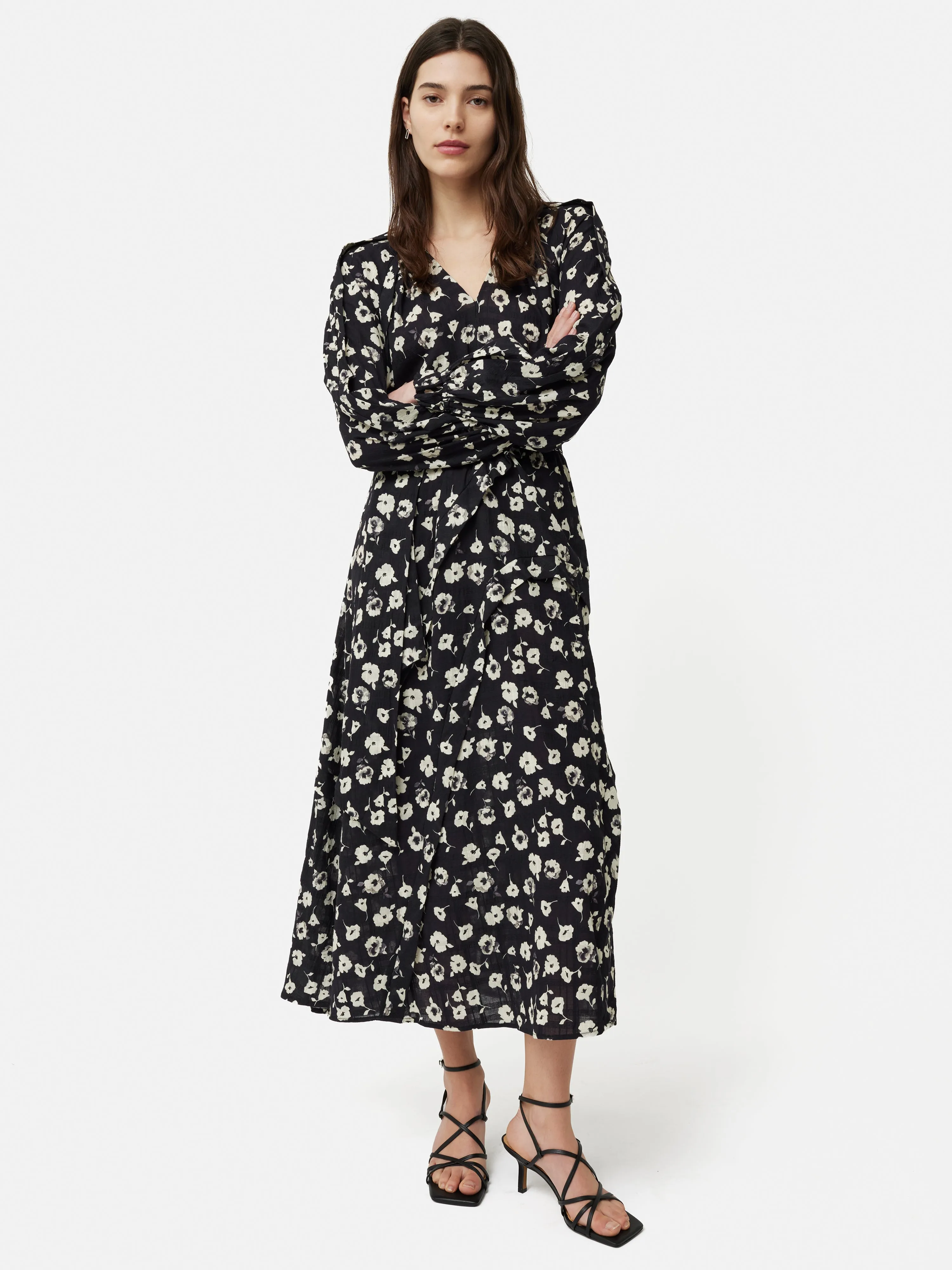 Cotton Floral Belted Dress | Black sold by Jigsaw