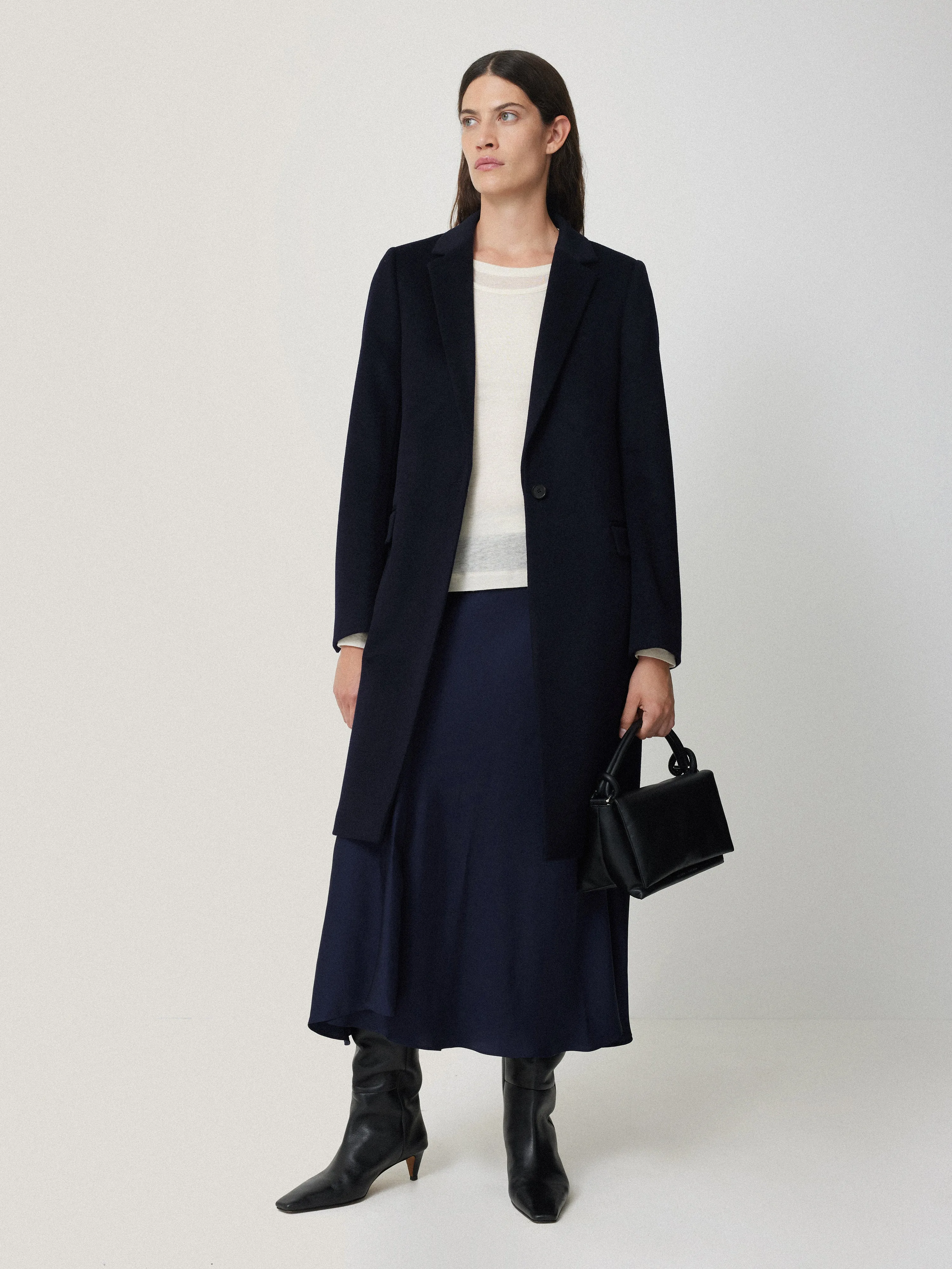 Satin Bias Asymmetric Skirt | Navy sold by Jigsaw product image thumbnail 3