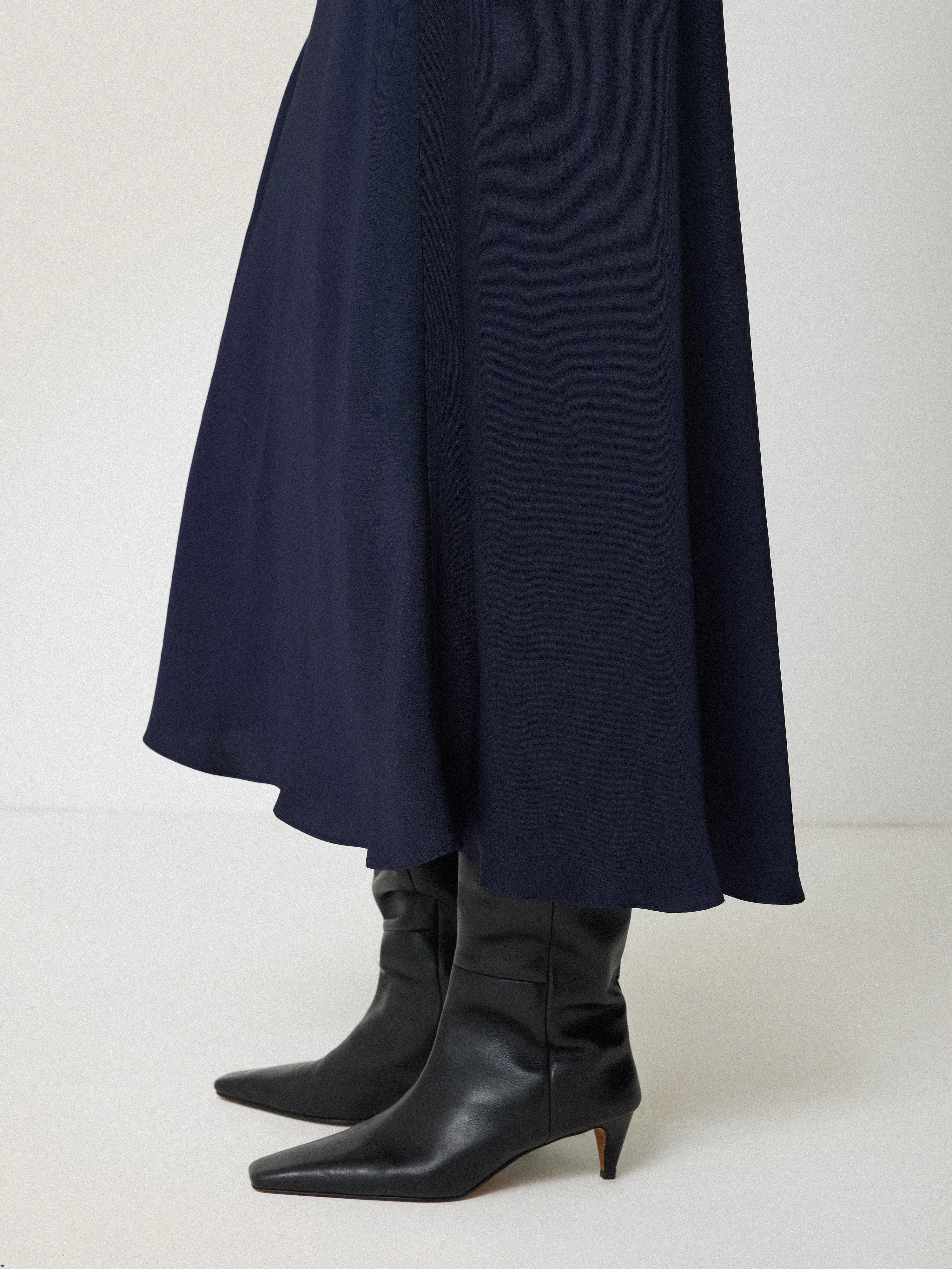 Satin Bias Asymmetric Skirt | Navy sold by Jigsaw product image thumbnail 4