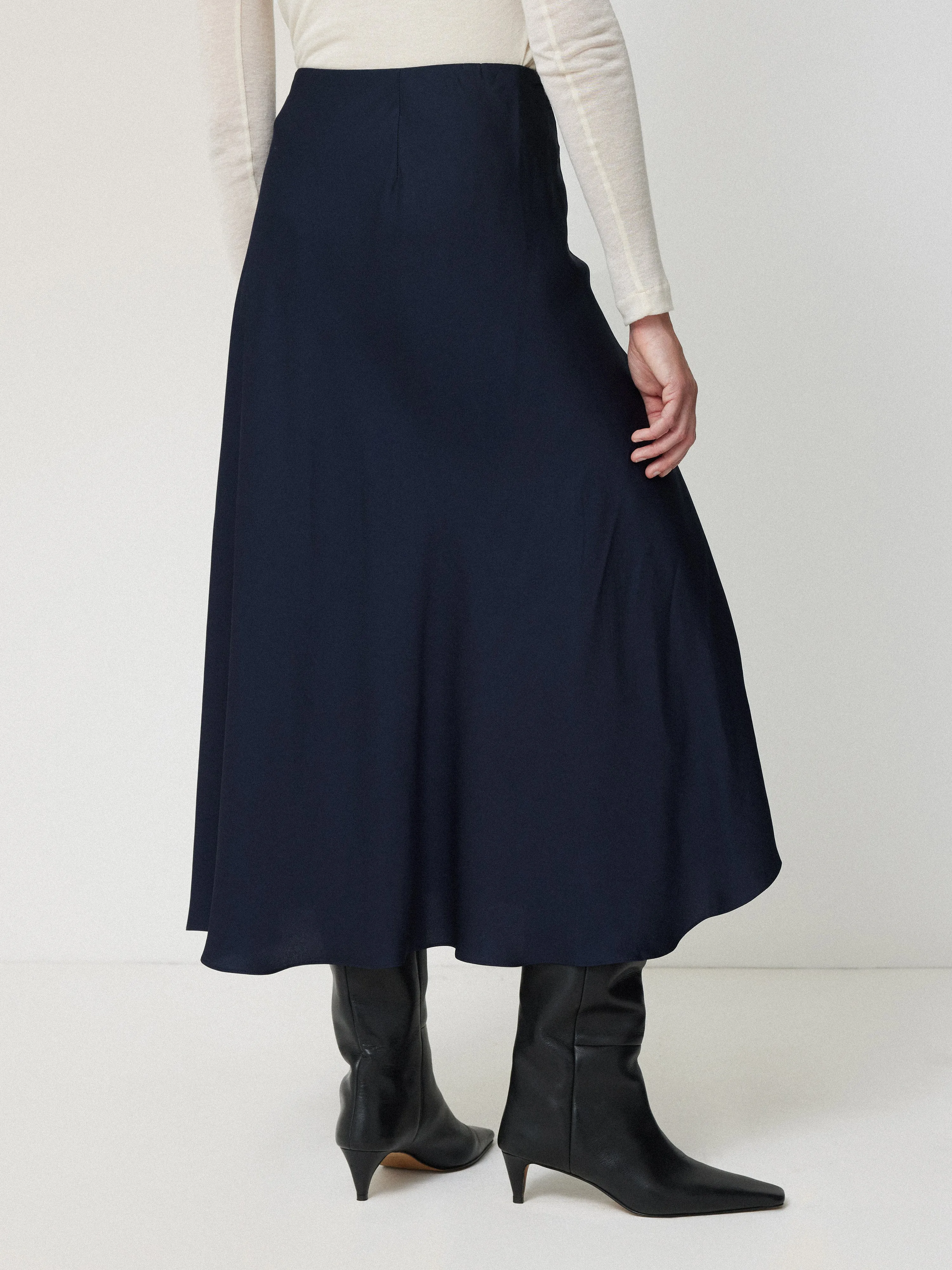 Satin Bias Asymmetric Skirt | Navy sold by Jigsaw product image thumbnail 5