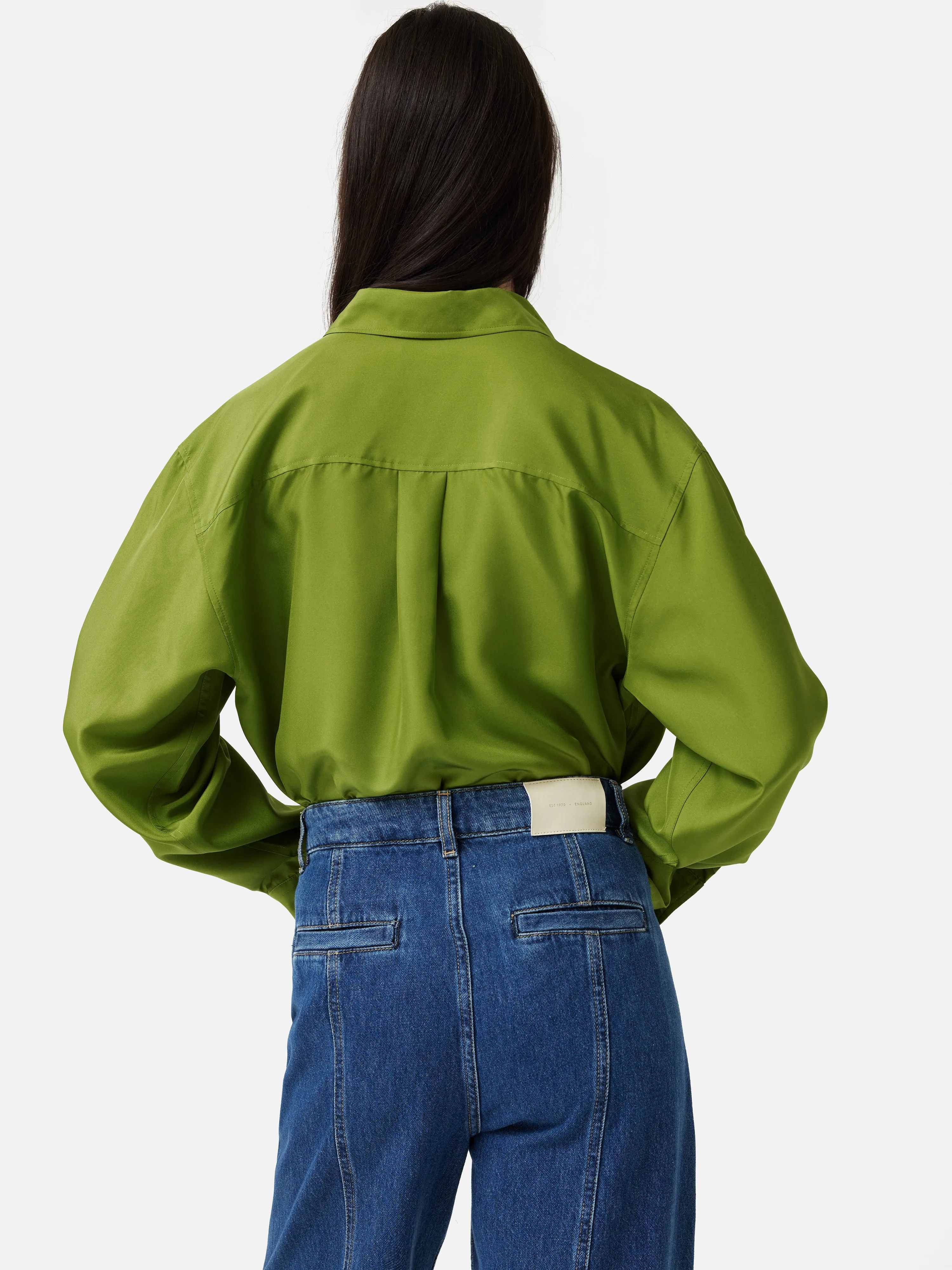 Silk Habotai Relaxed Shirt | Green sold by Jigsaw product image thumbnail 5