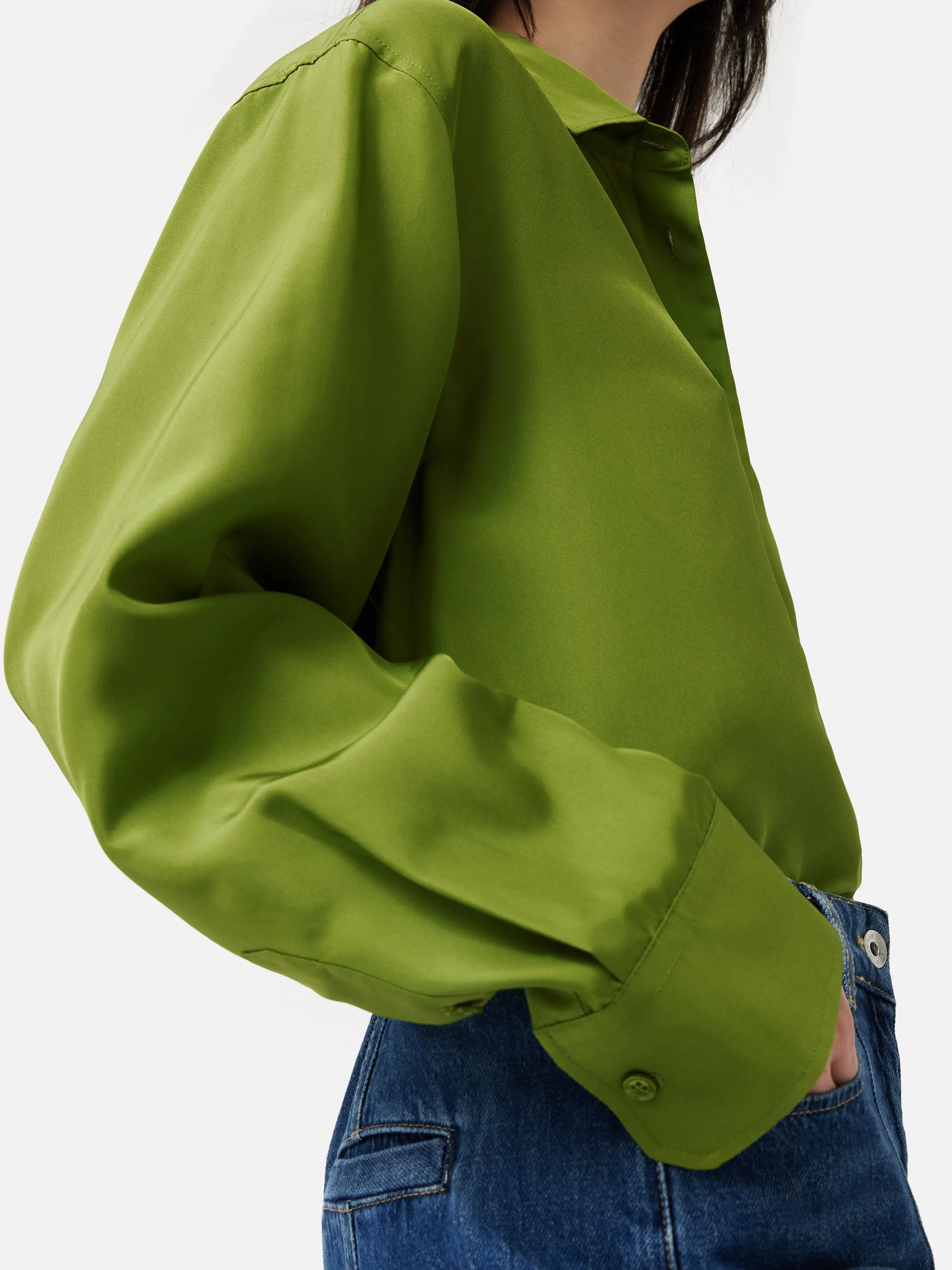 Silk Habotai Relaxed Shirt | Green sold by Jigsaw product image thumbnail 4