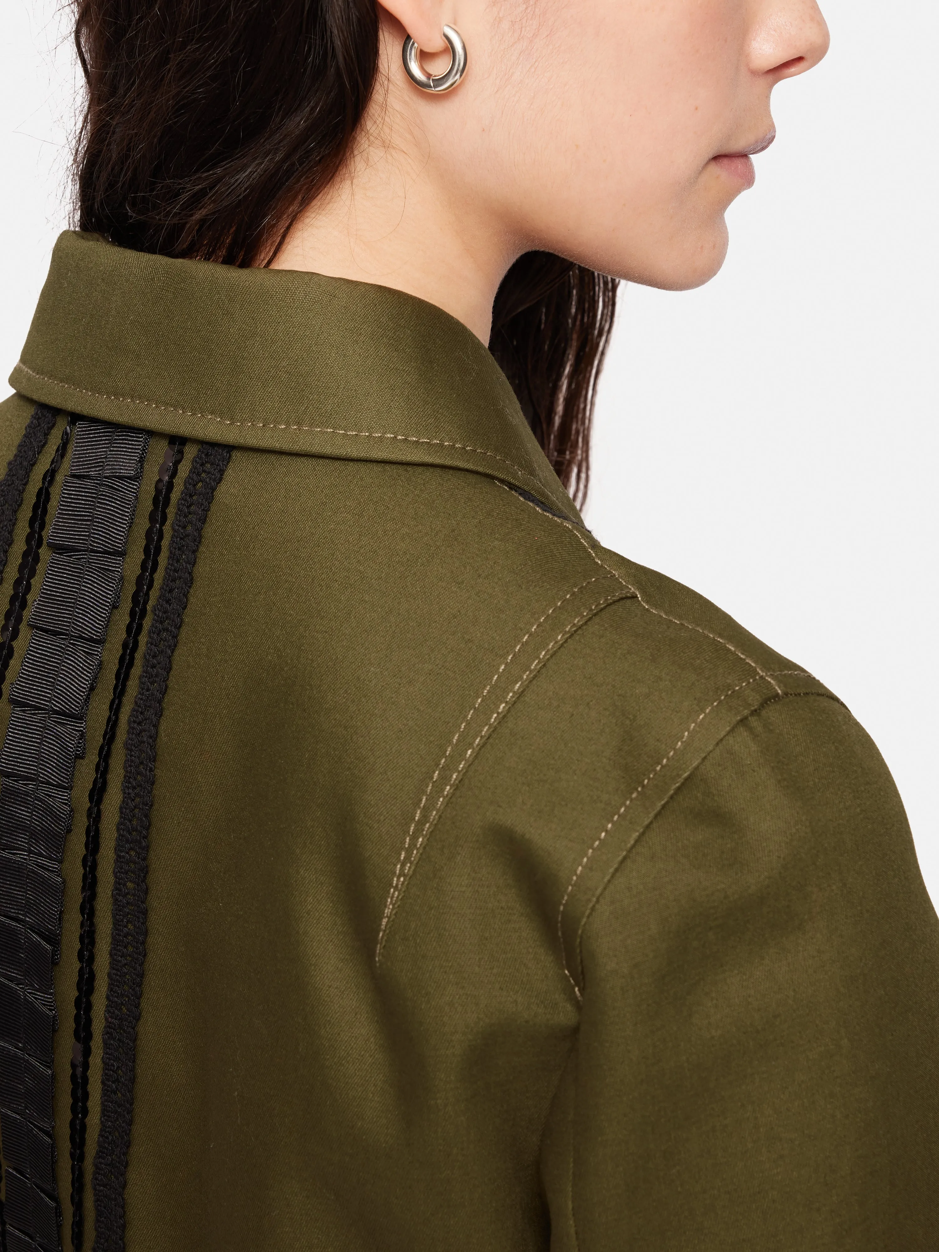 Cotton Trim Detail Jacket | Khaki sold by Jigsaw product image thumbnail 4