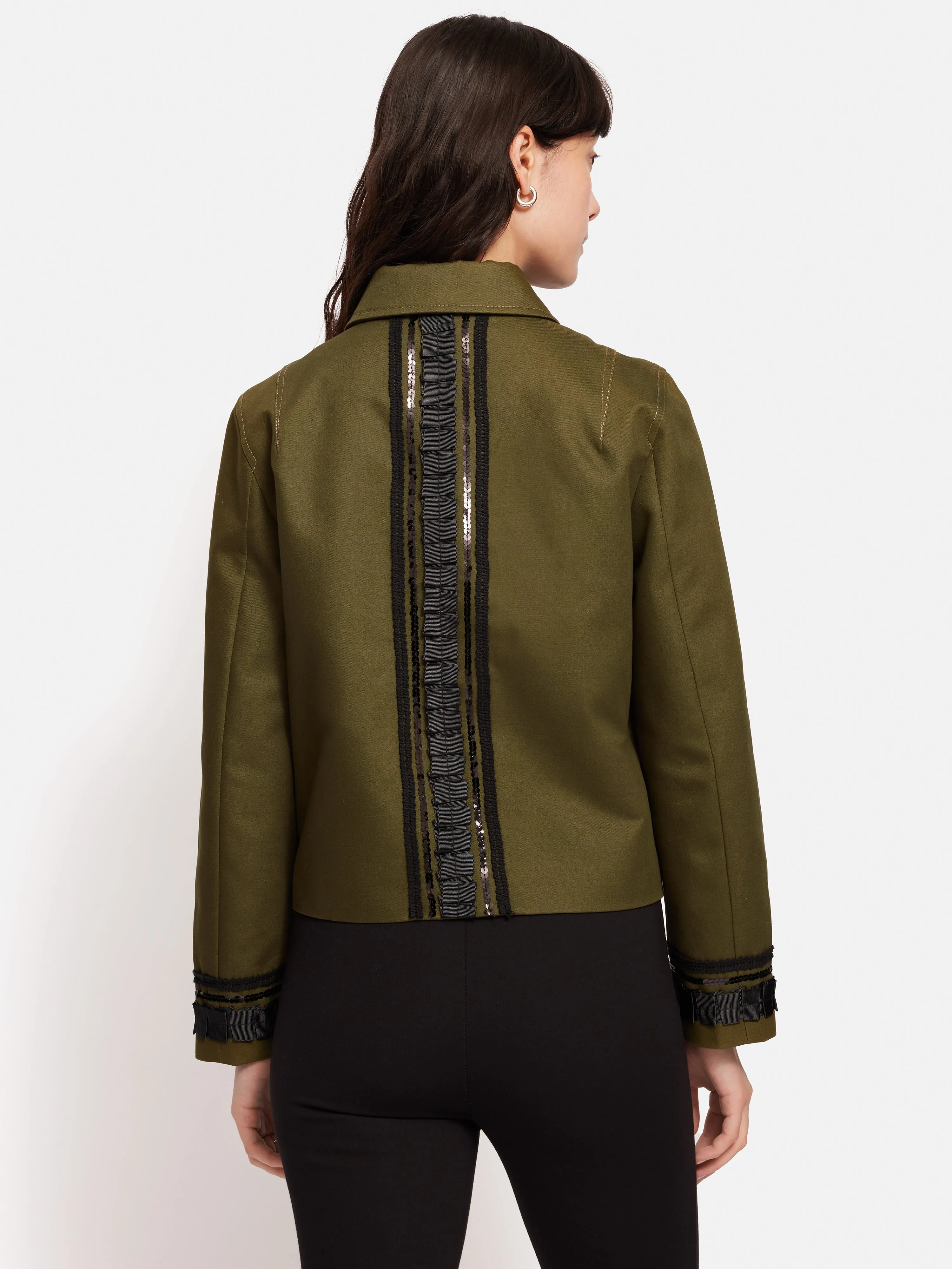 Cotton Trim Detail Jacket | Khaki sold by Jigsaw product image thumbnail 5