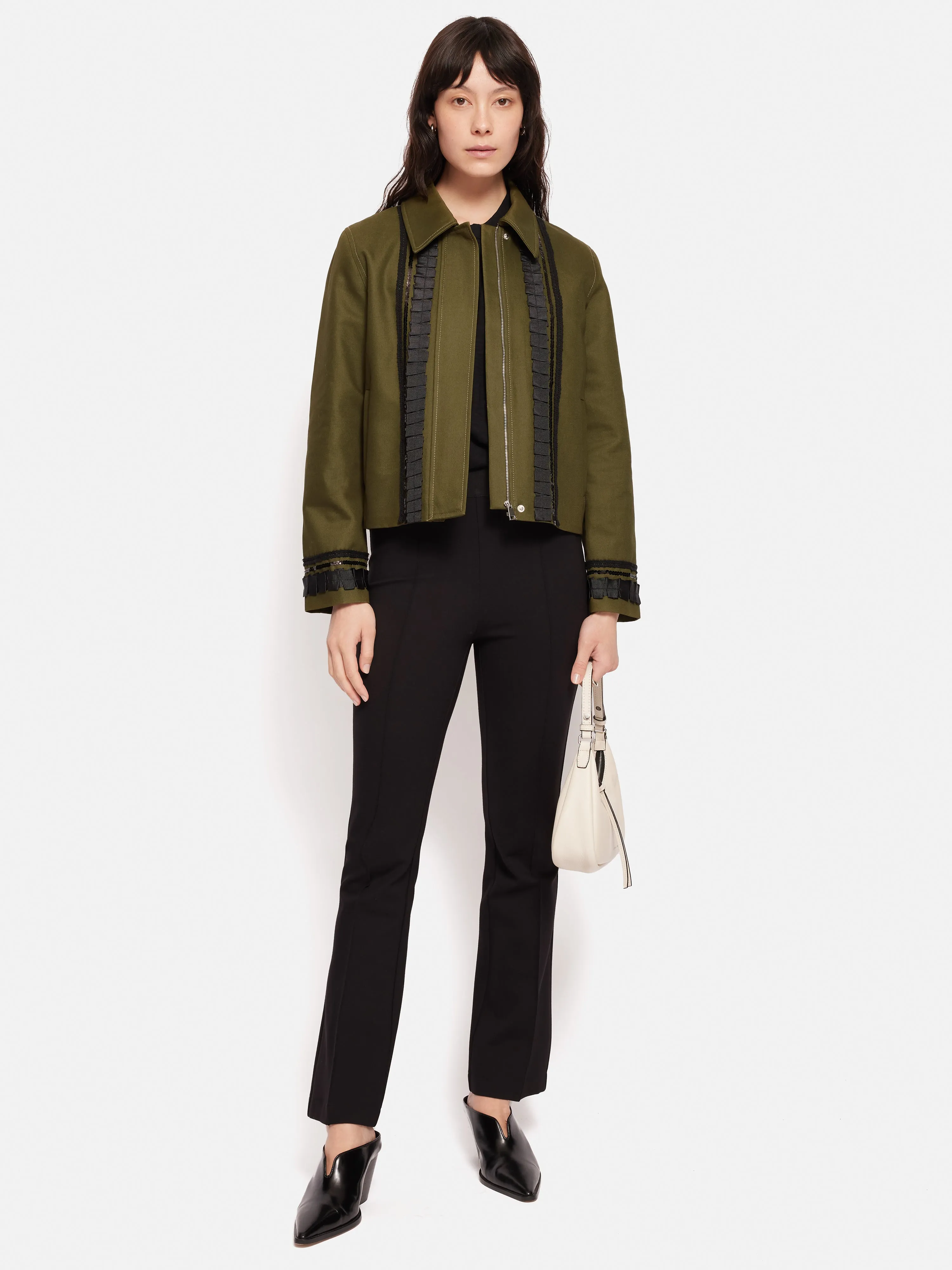 Cotton Trim Detail Jacket | Khaki sold by Jigsaw product image thumbnail 3