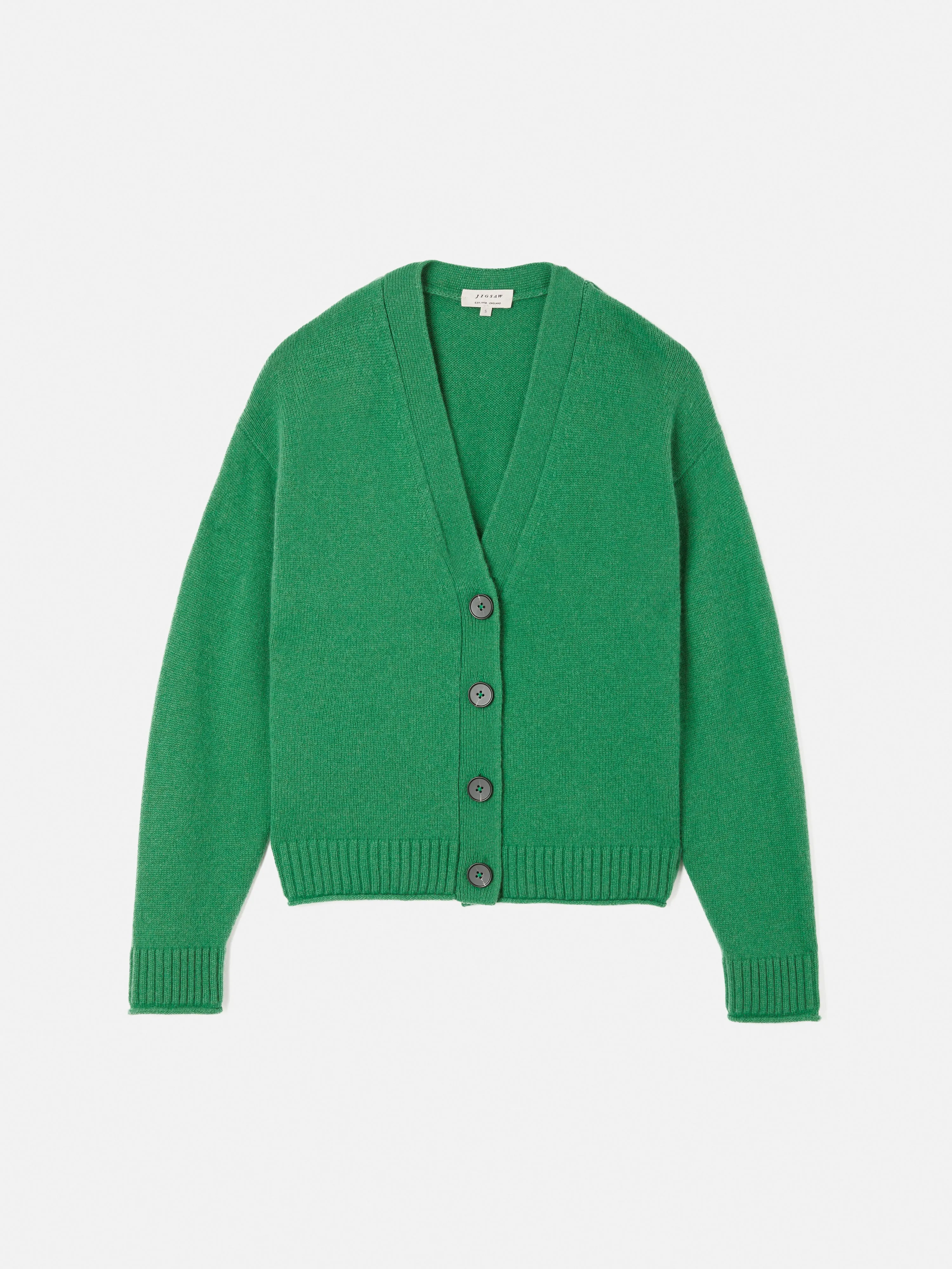 Compact Wool Cashmere Blend Cardigan | Green sold by Jigsaw product image thumbnail 5