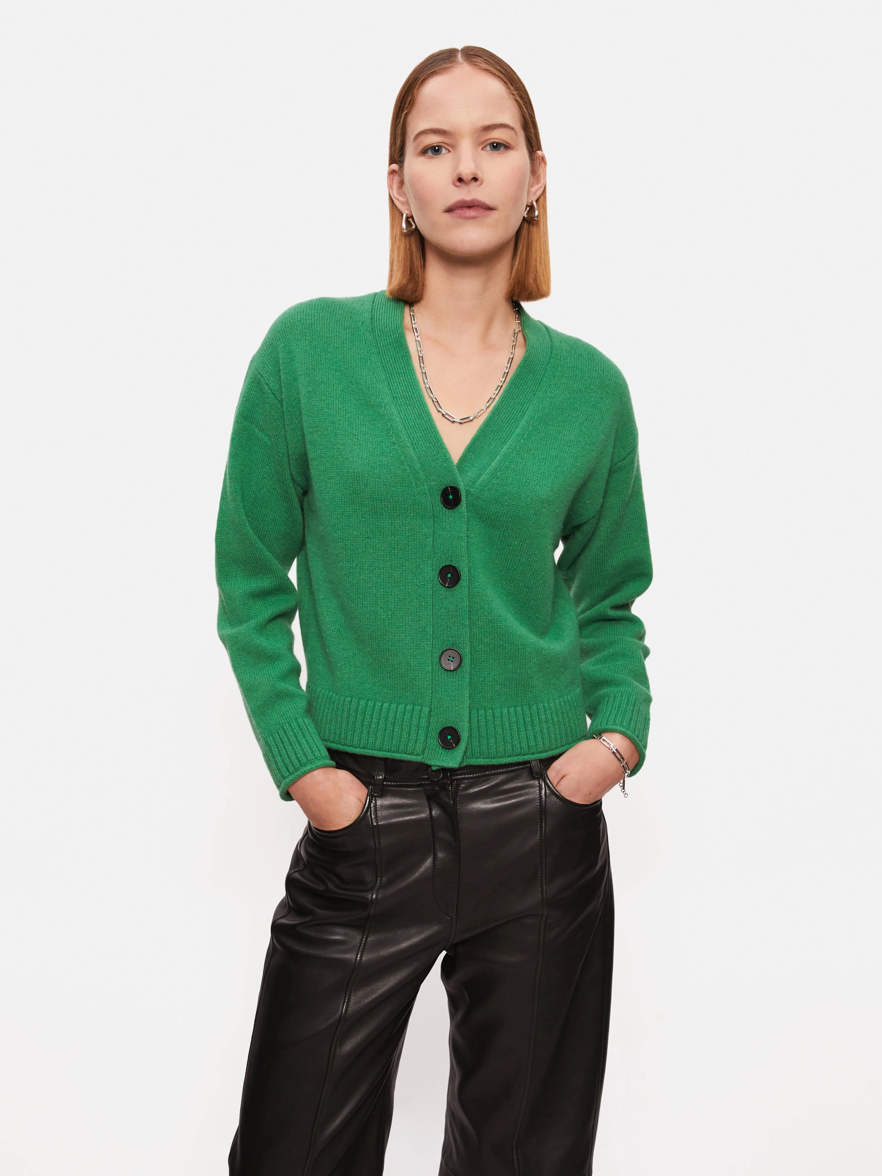 Compact Wool Cashmere Blend Cardigan | Green sold by Jigsaw product image thumbnail 2