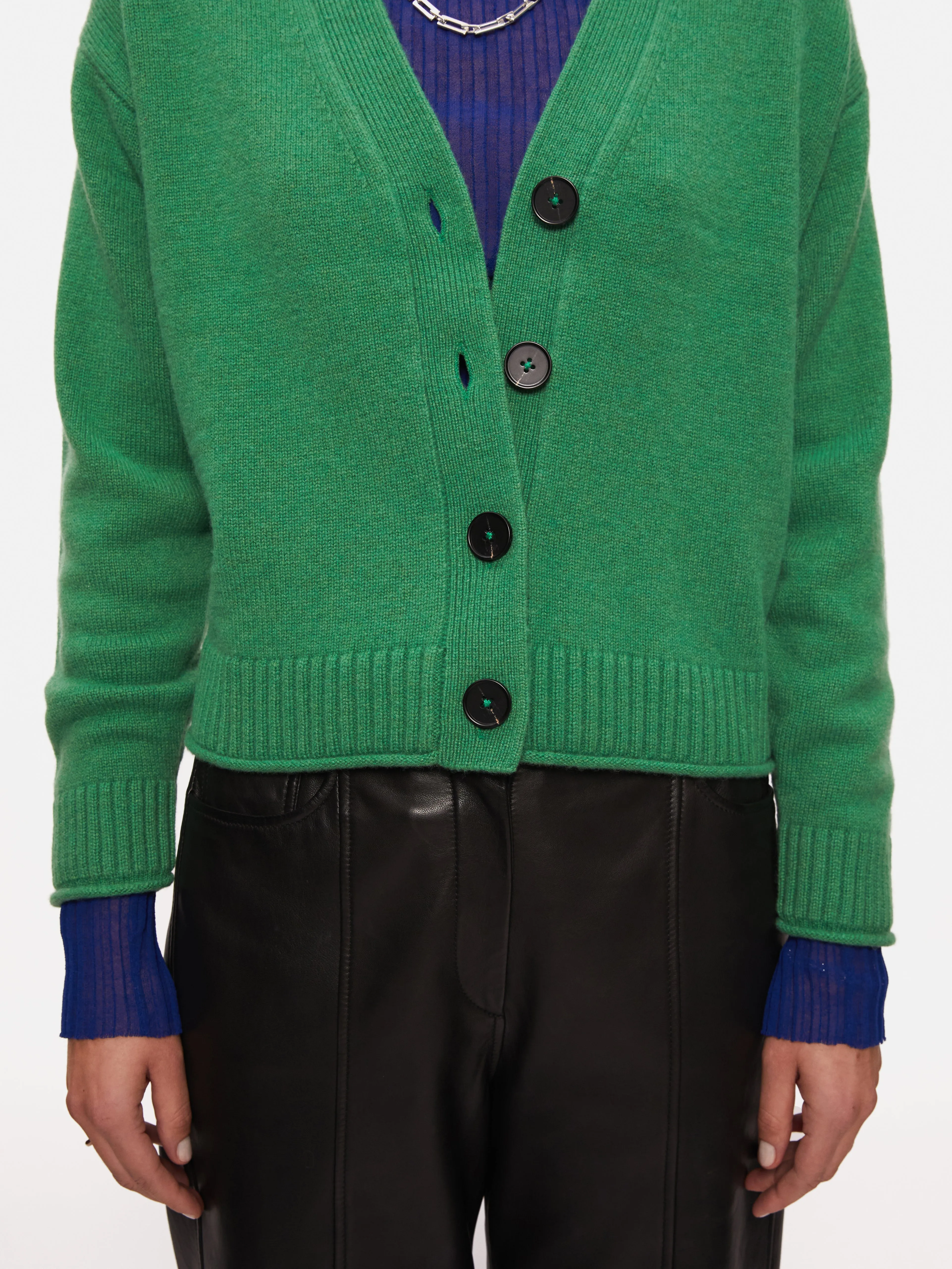 Compact Wool Cashmere Blend Cardigan | Green sold by Jigsaw product image thumbnail 3