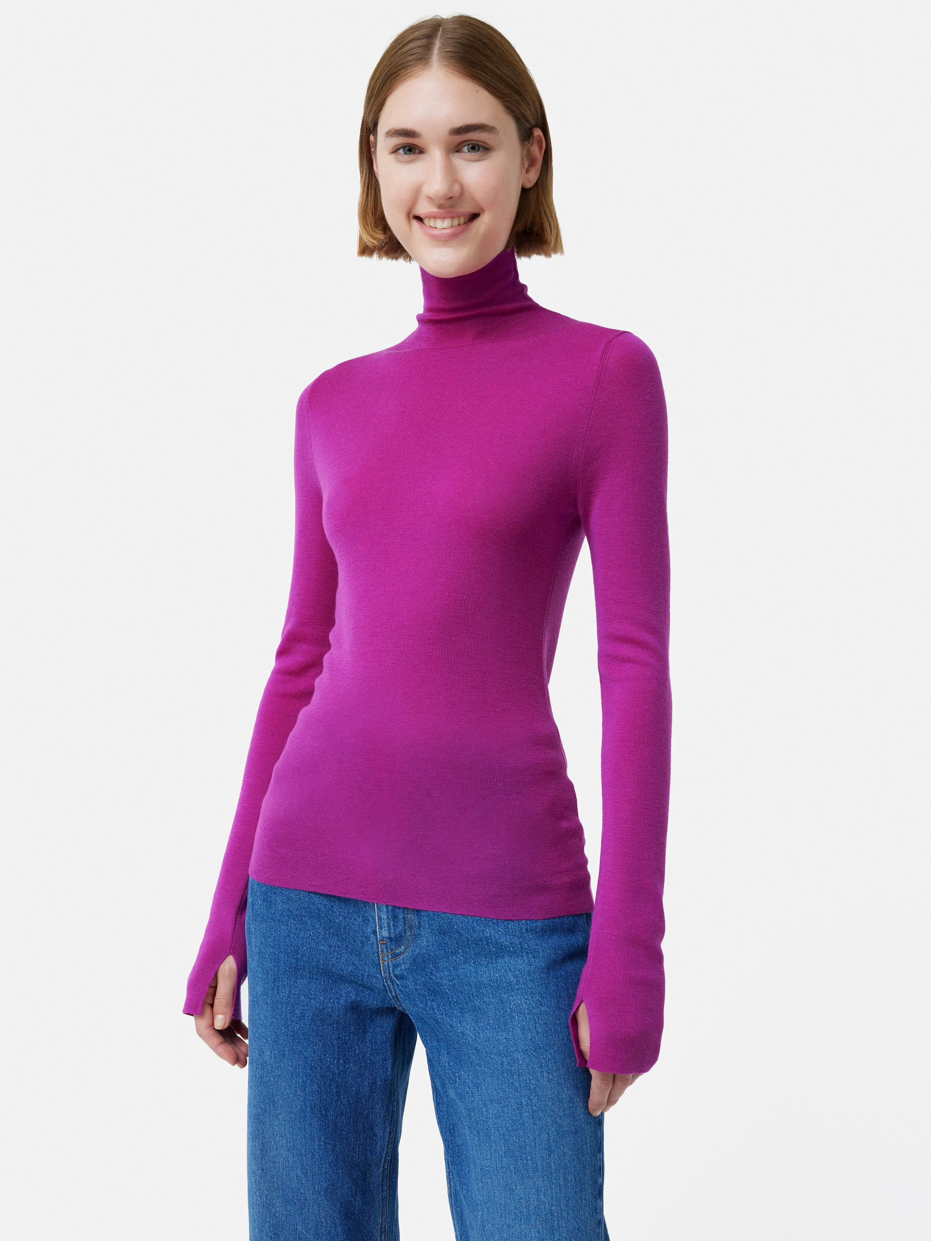 Superfine Merino Jumper | Pink sold by Jigsaw