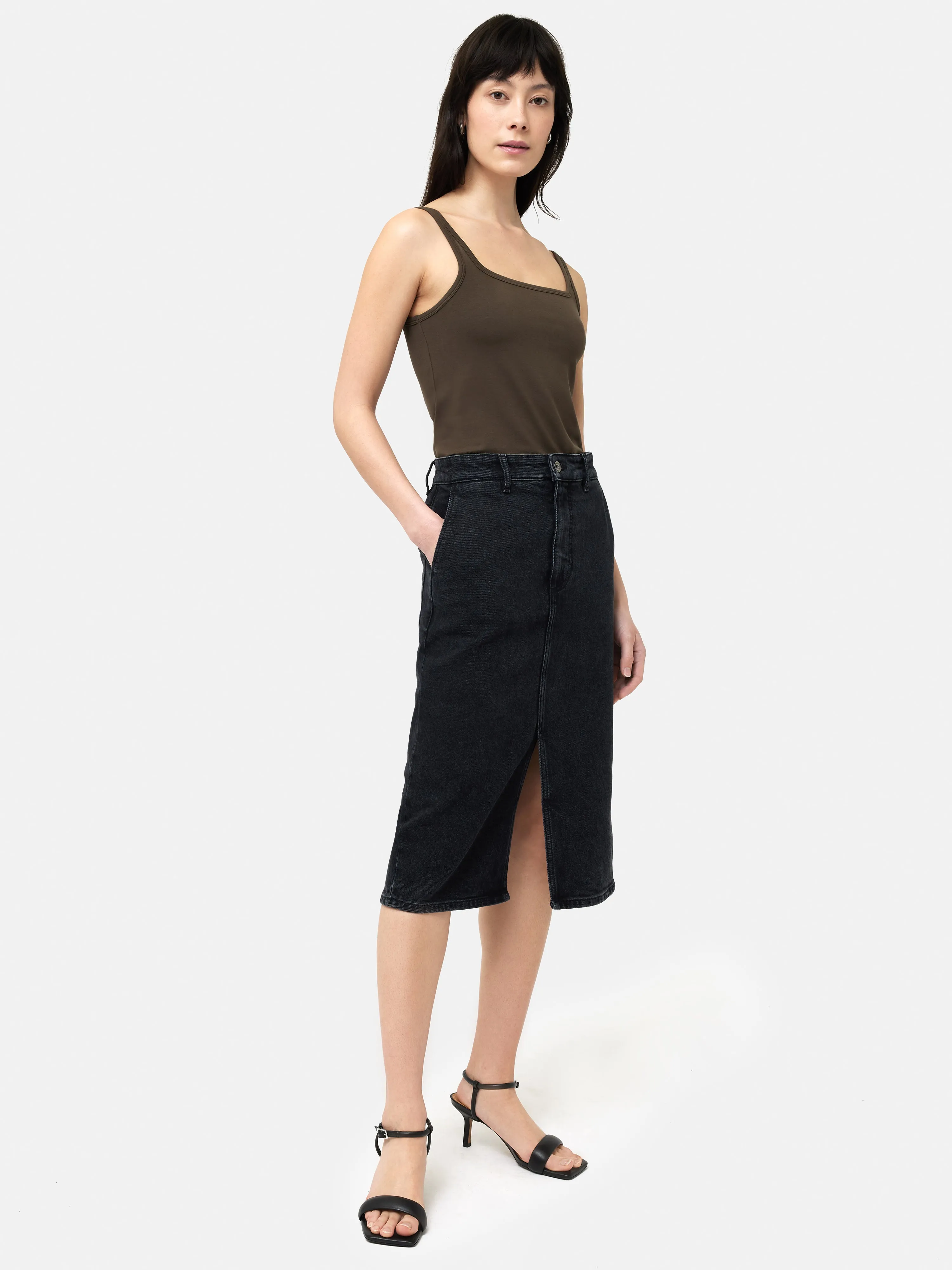 Square Neck Layering Tank | Brown sold by Jigsaw product image thumbnail 3
