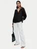 Light Linen Smocked Detail Top | Black sold by Jigsaw