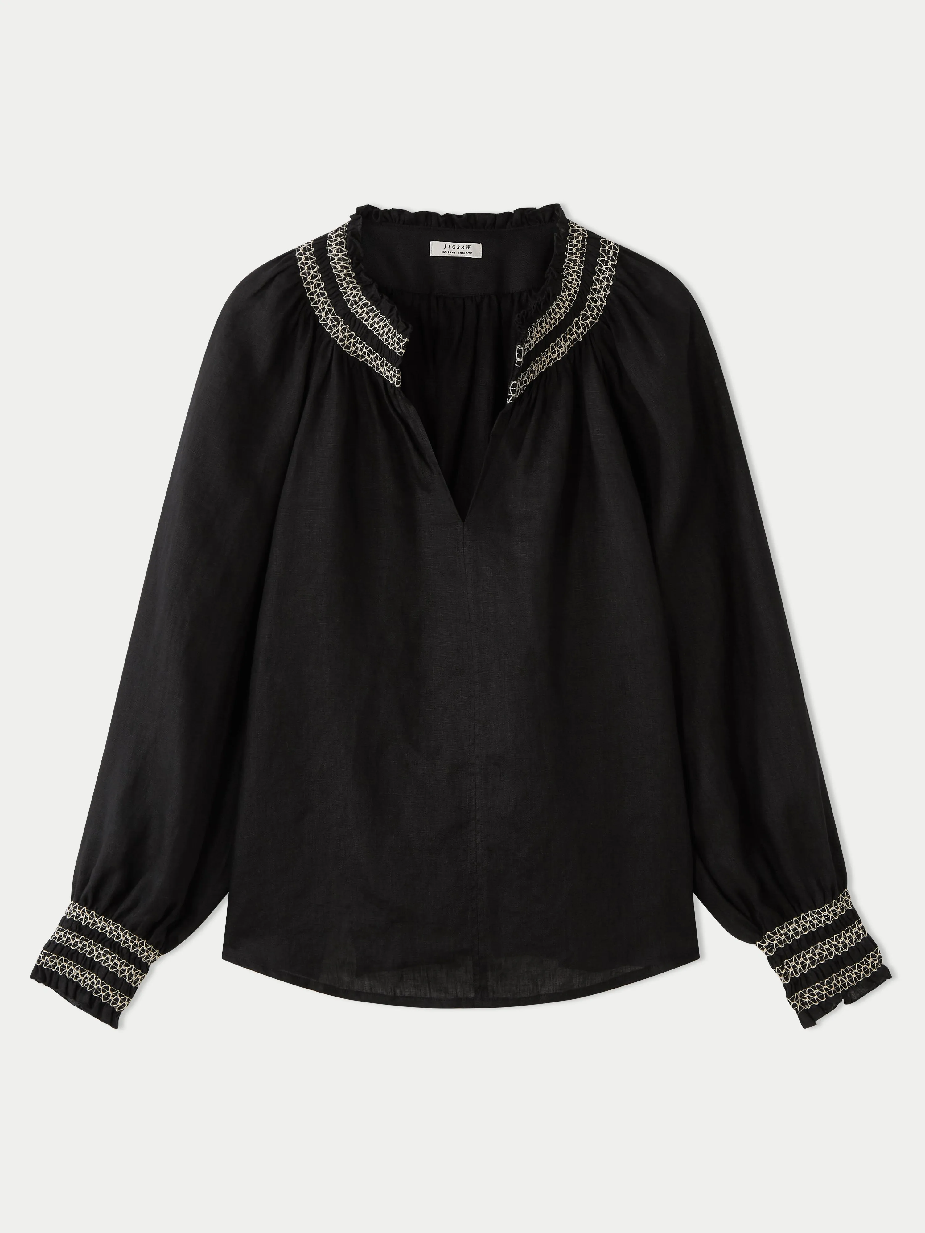 Light Linen Smocked Detail Top | Black sold by Jigsaw product image thumbnail 5
