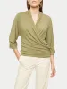 Jersey Wrap Kimono Sleeve Top | Green sold by Jigsaw
