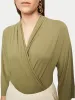 Jersey Wrap Kimono Sleeve Top | Green sold by Jigsaw