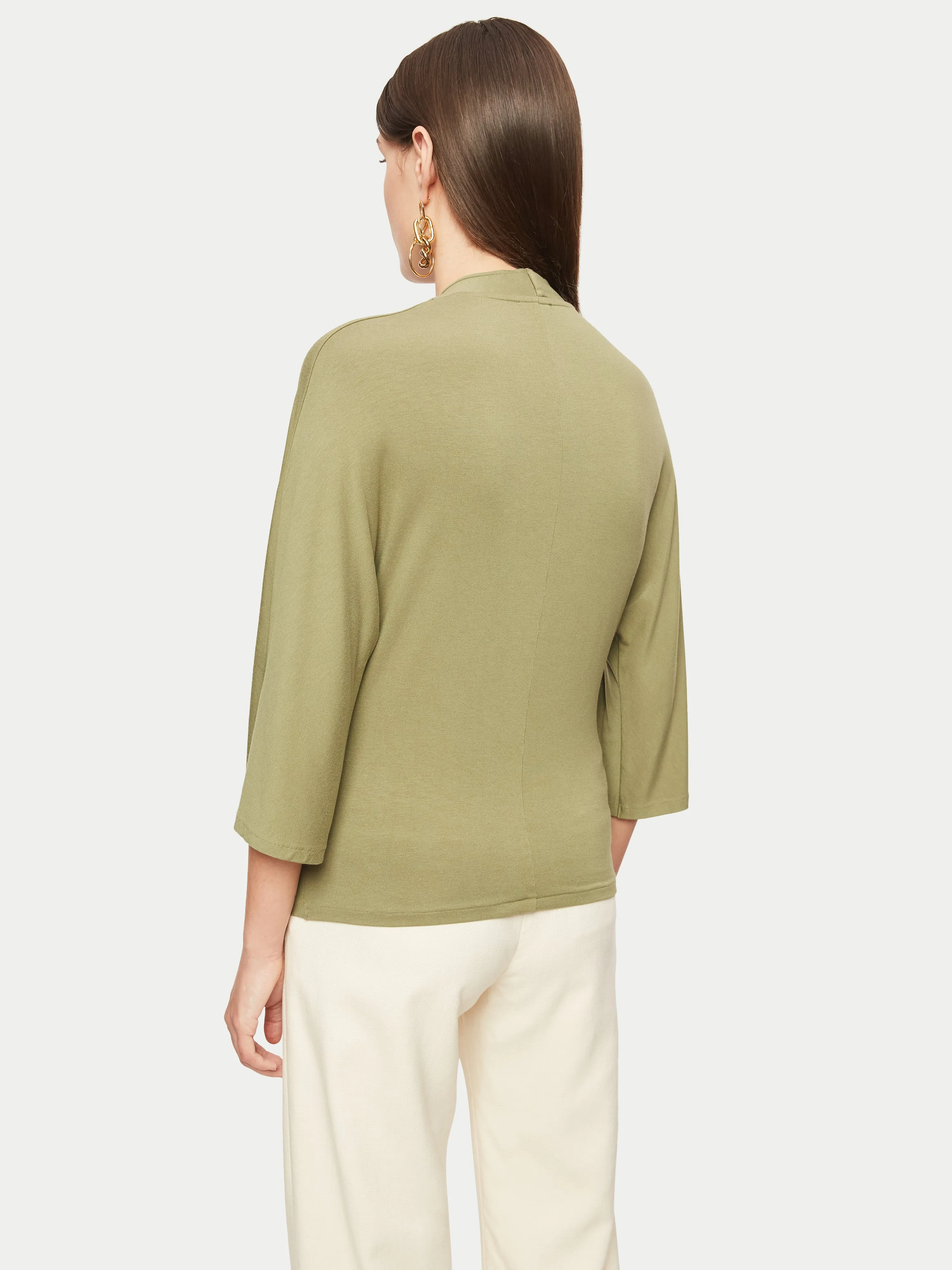 Jersey Wrap Kimono Sleeve Top | Green sold by Jigsaw product image thumbnail 5
