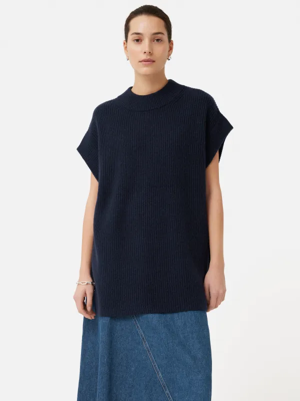 Merino Cashmere Ribbed Tunic | Navy sold by Jigsaw