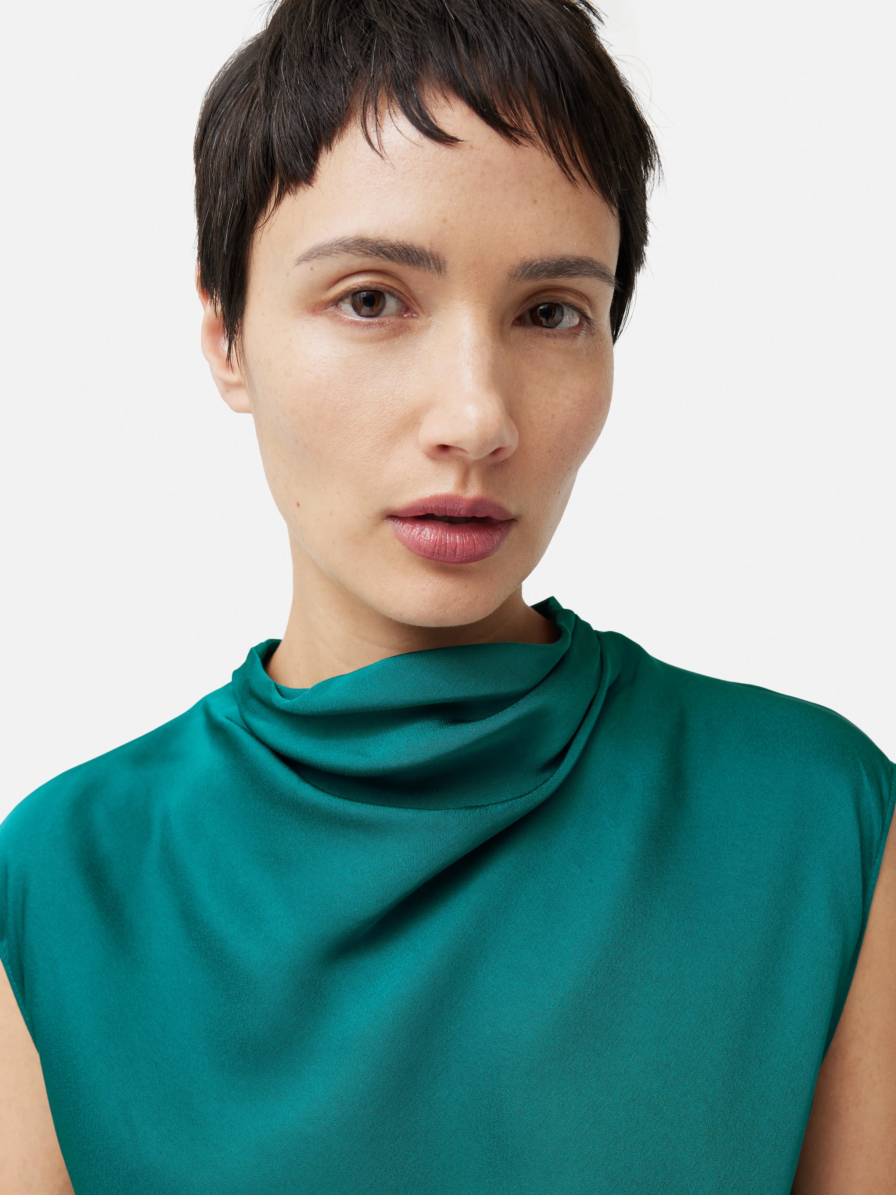 Satin Cowl Neck Top | Green sold by Jigsaw product image thumbnail 4