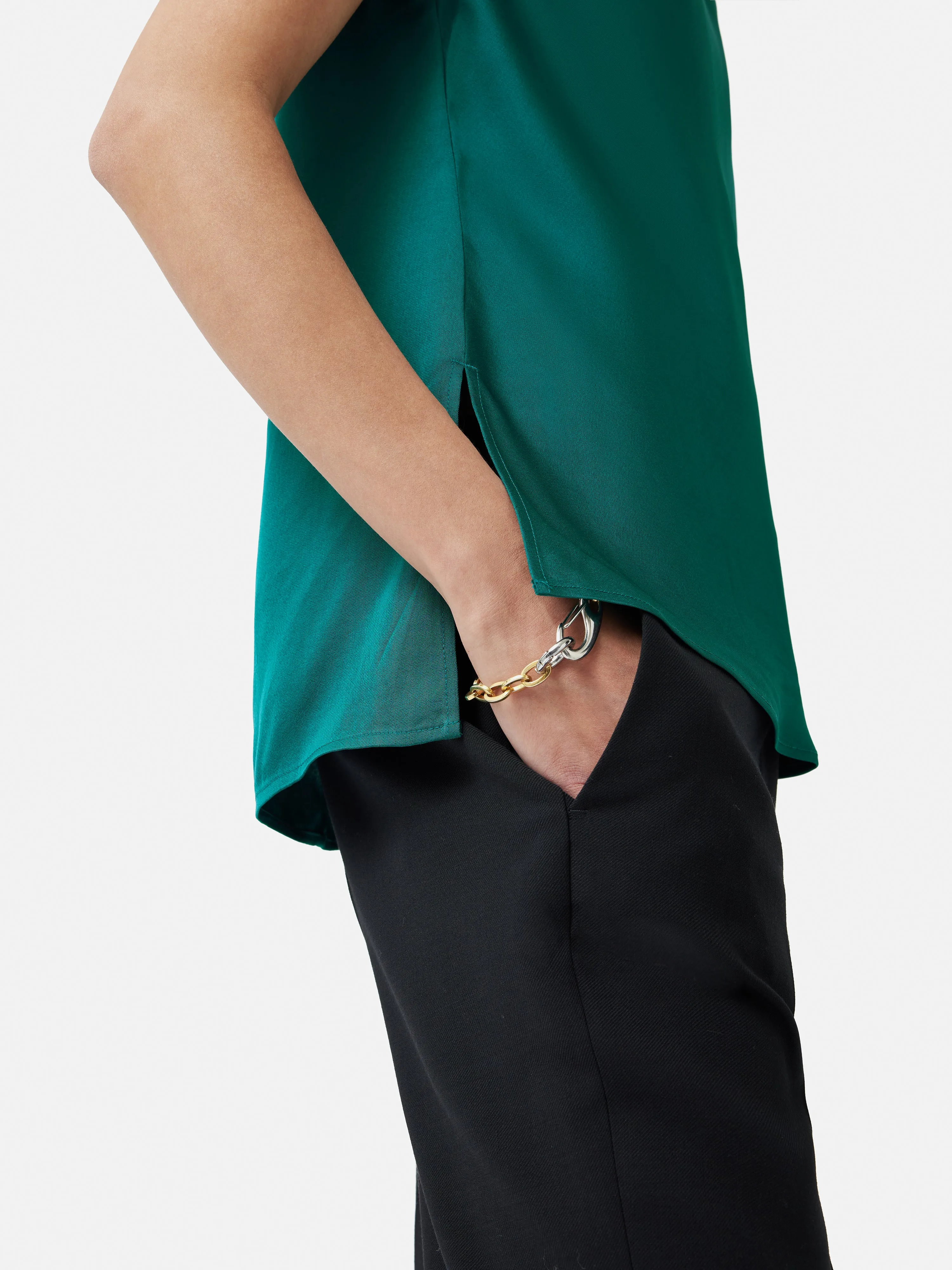 Satin Cowl Neck Top | Green sold by Jigsaw product image thumbnail 2