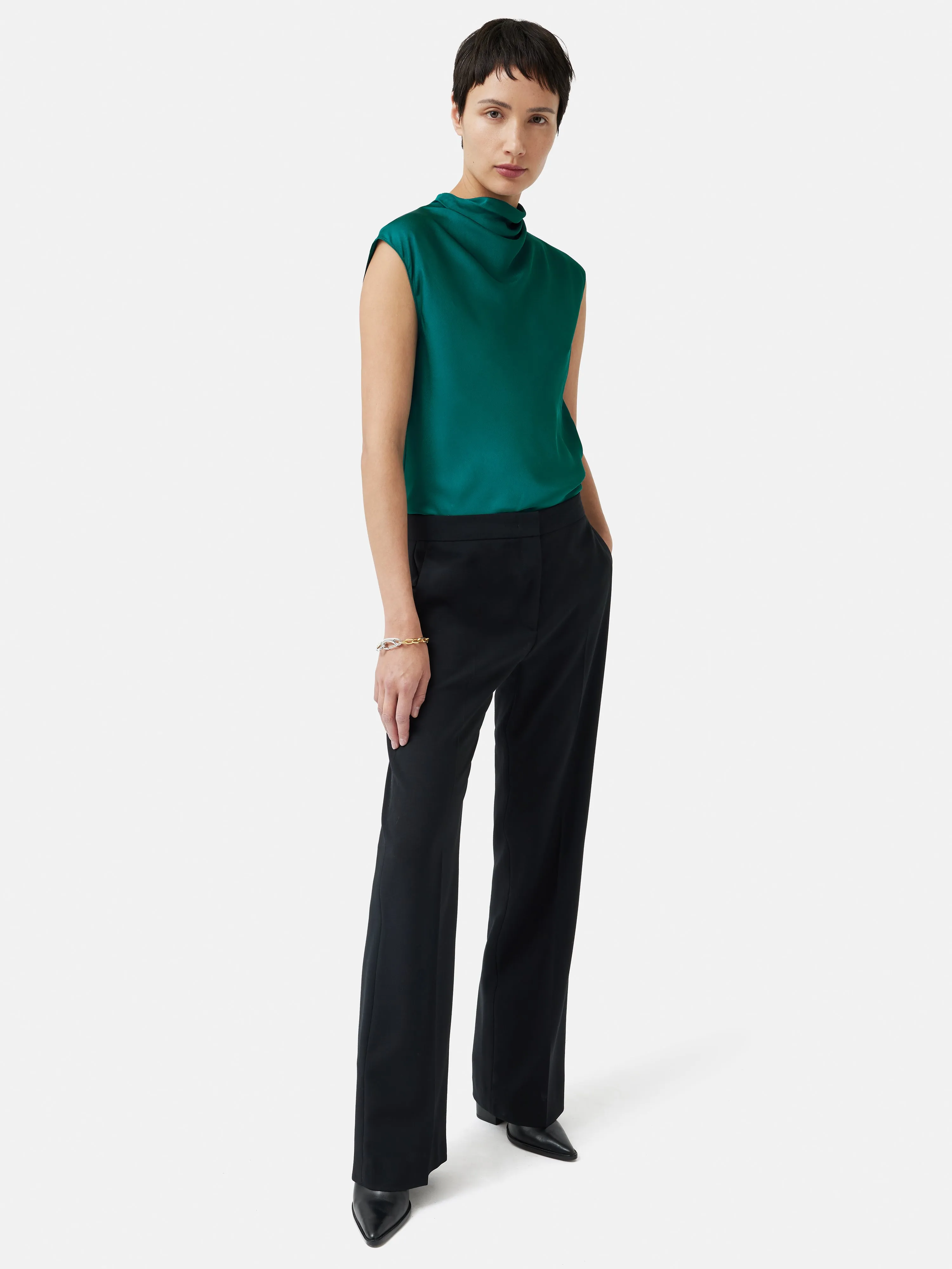 Satin Cowl Neck Top | Green sold by Jigsaw product image thumbnail 3