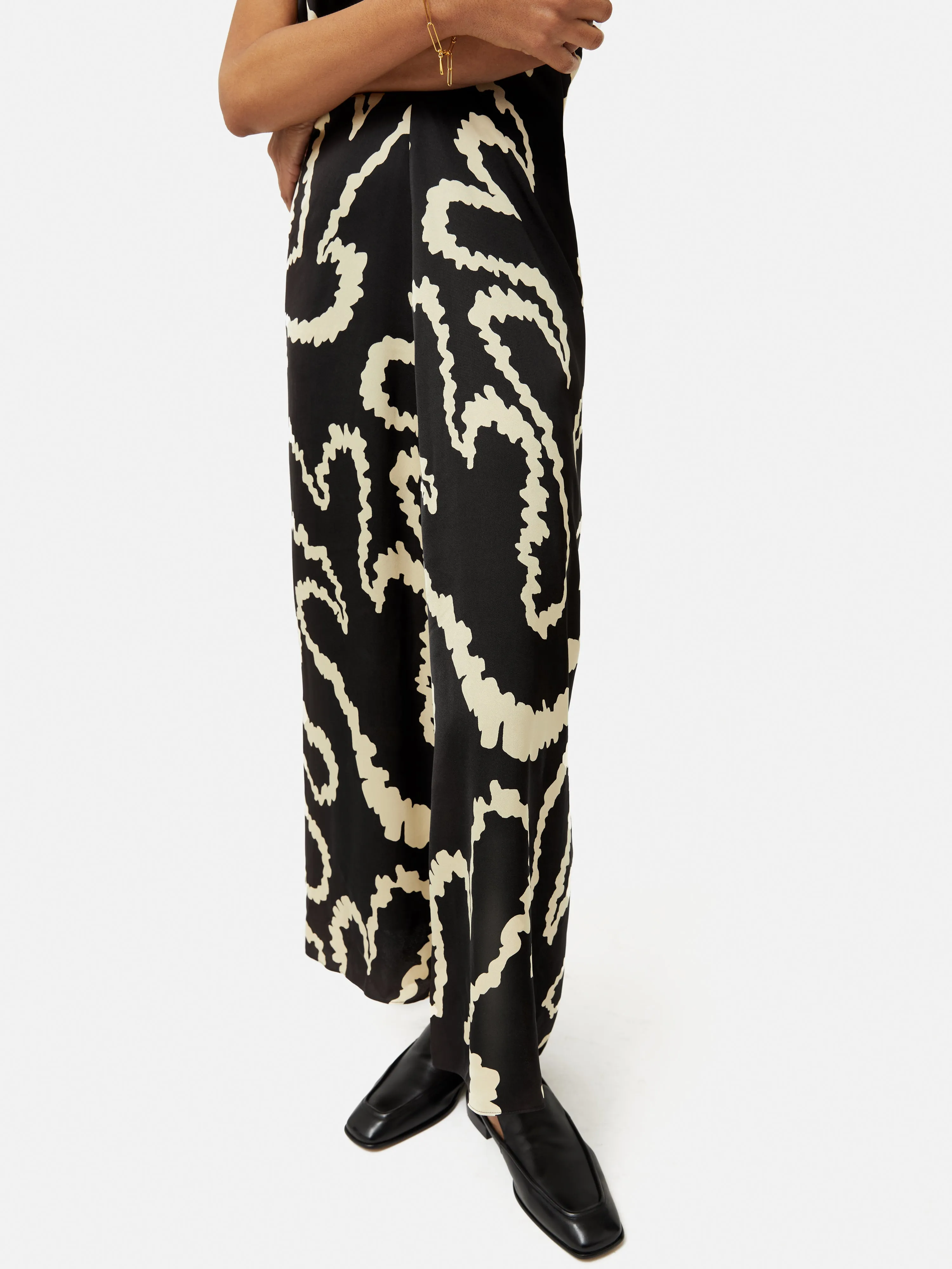 Hydra Coral Satin Crepe Dress | Black sold by Jigsaw product image thumbnail 3