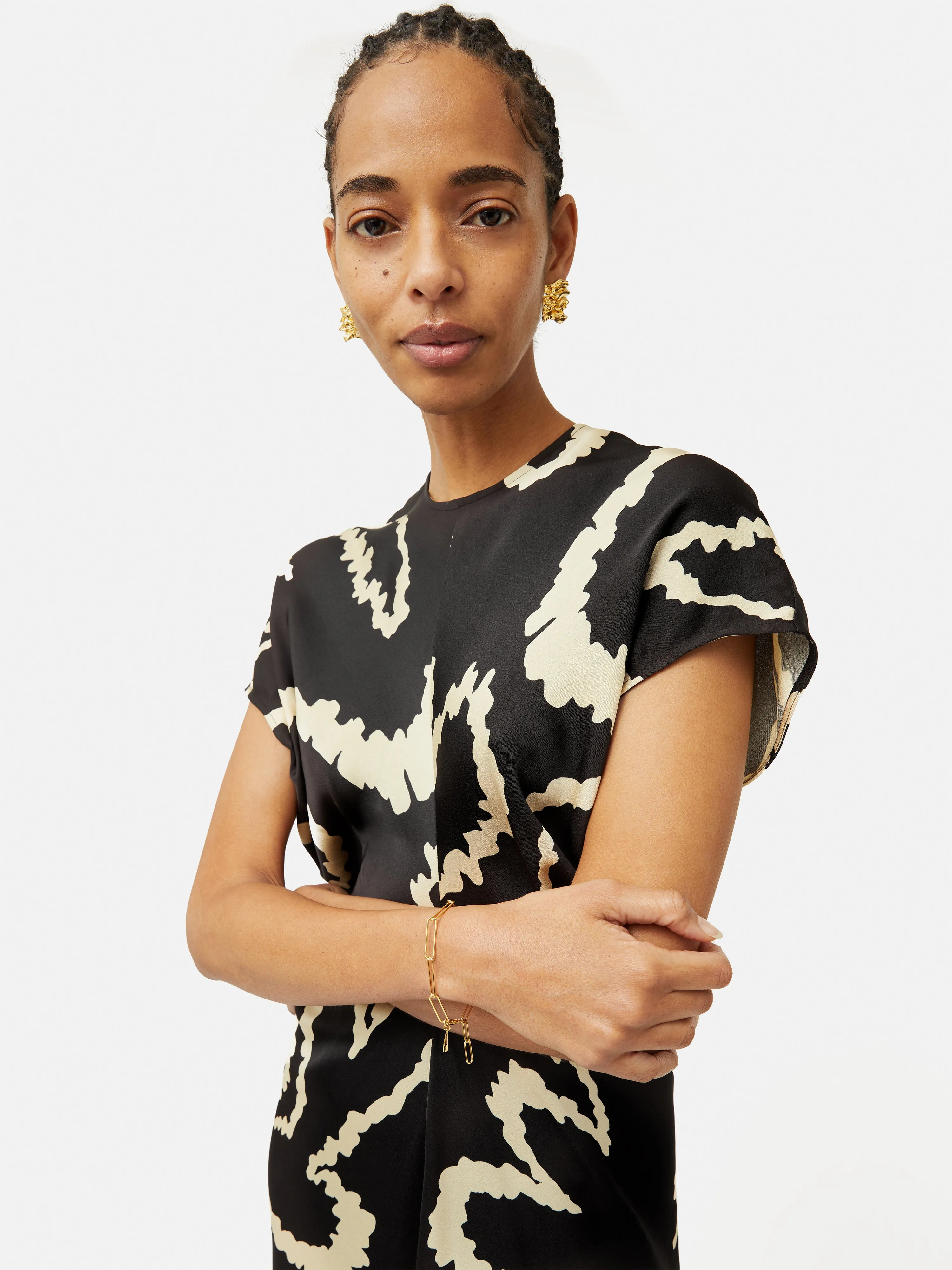 Hydra Coral Satin Crepe Dress | Black sold by Jigsaw product image thumbnail 2