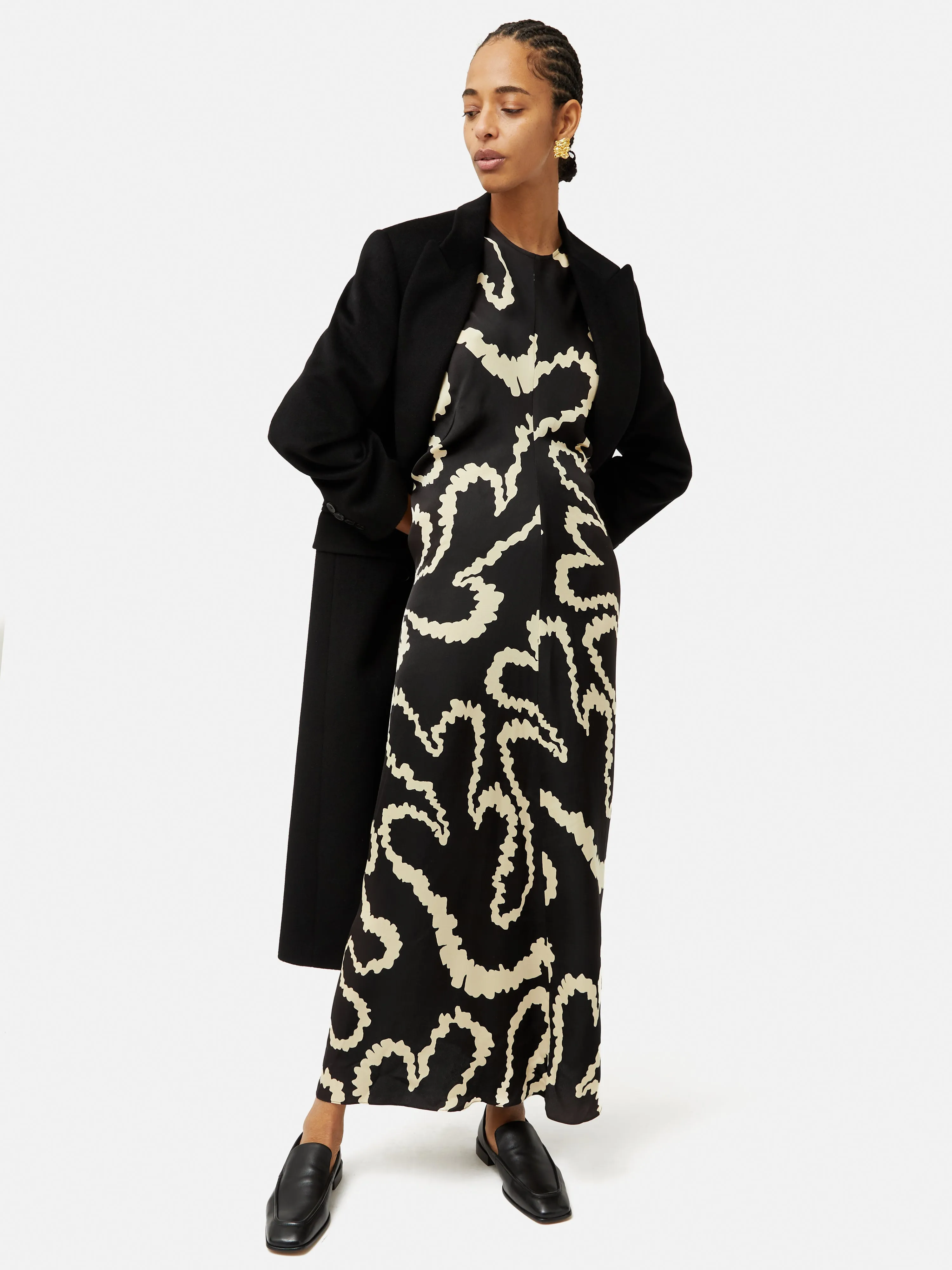 Hydra Coral Satin Crepe Dress | Black sold by Jigsaw product image thumbnail 5