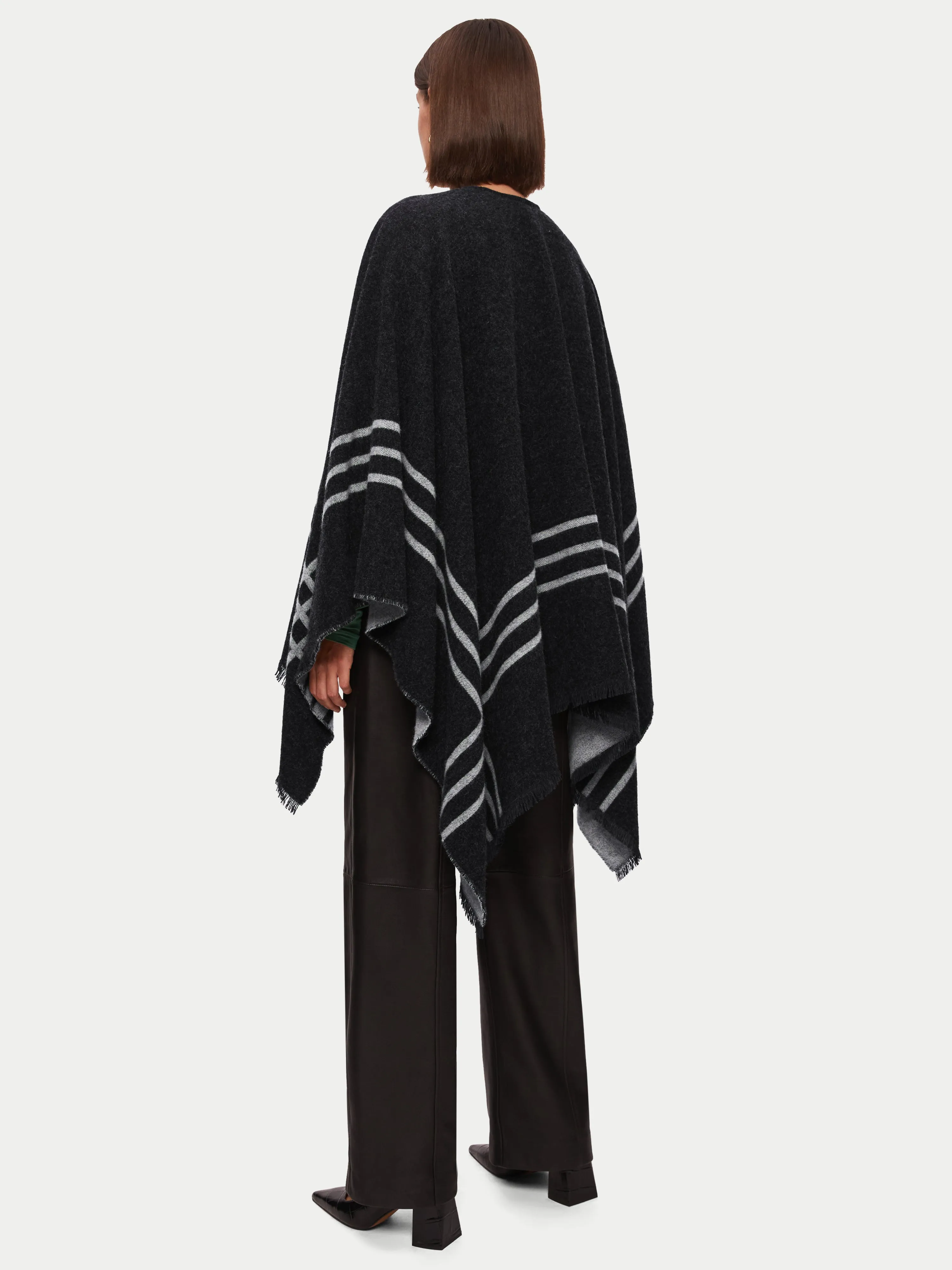 Checked Wool Blend Reversible Cape | Grey sold by Jigsaw product image thumbnail 3
