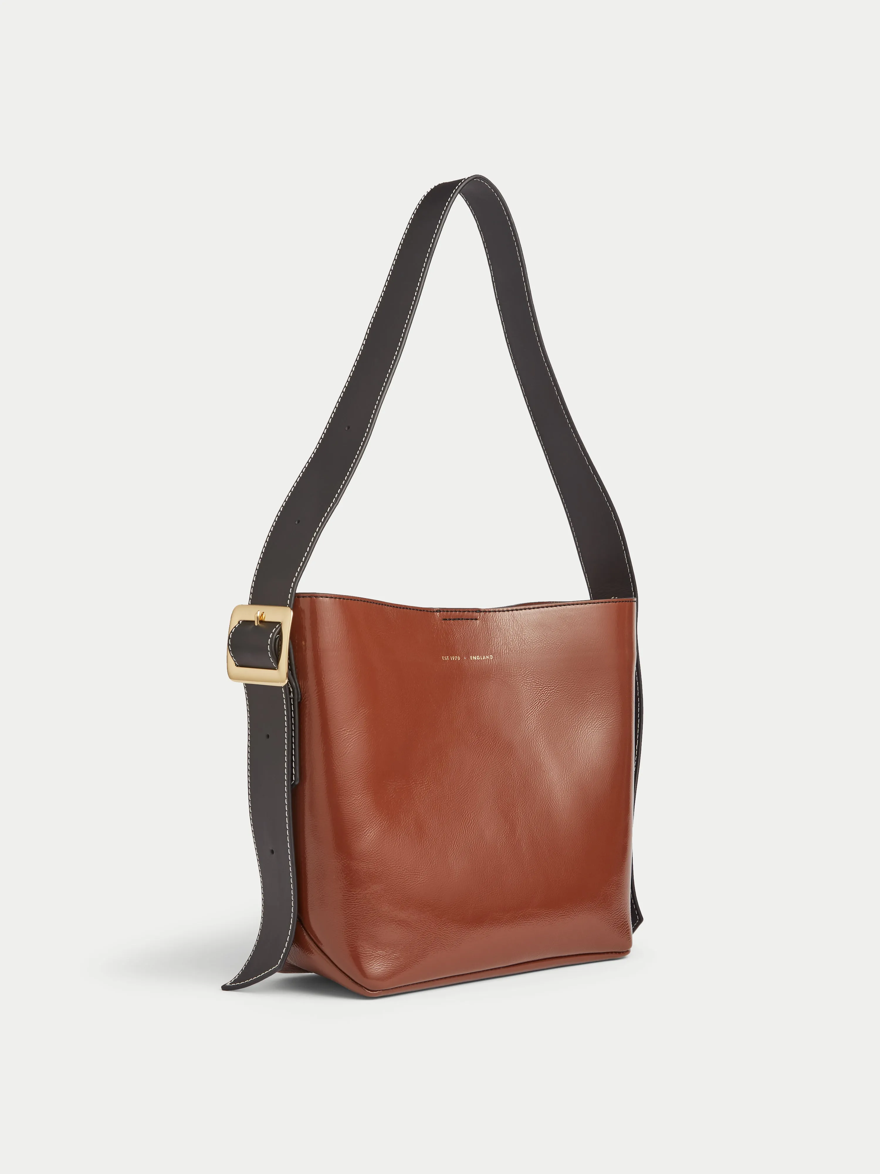Zoey Buckle Patent Tote | Tan sold by Jigsaw product image thumbnail 3