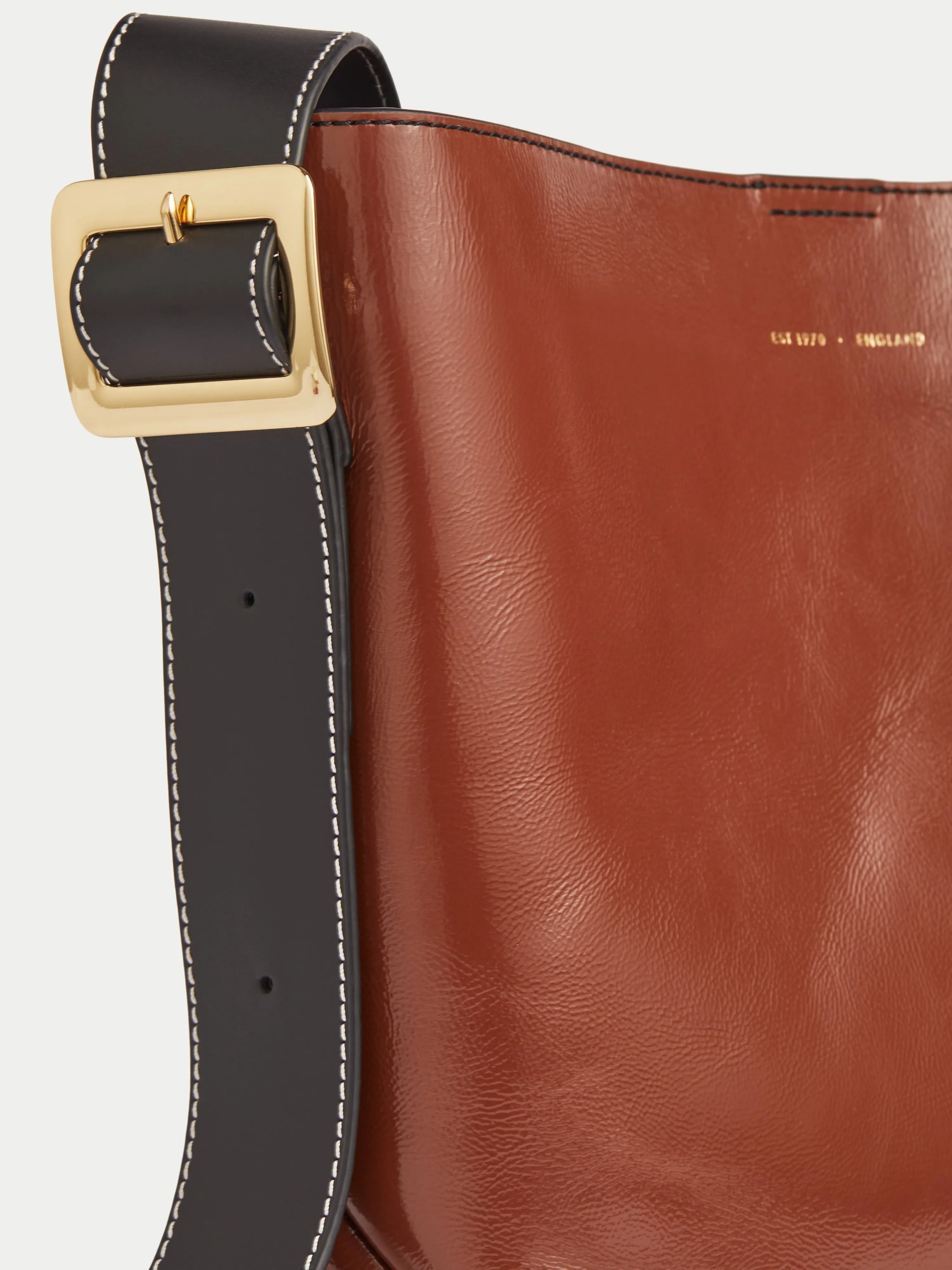 Zoey Buckle Patent Tote | Tan sold by Jigsaw product image thumbnail 4