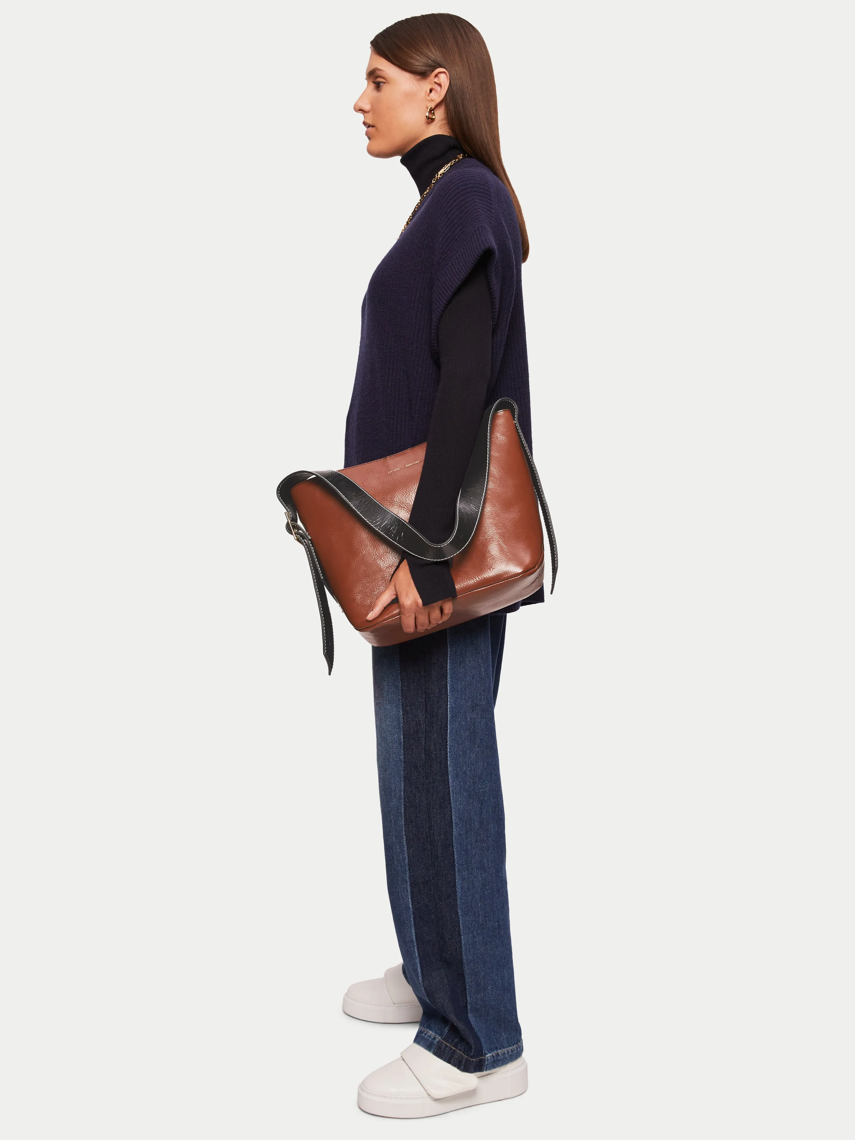 Zoey Buckle Patent Tote | Tan sold by Jigsaw product image thumbnail 5