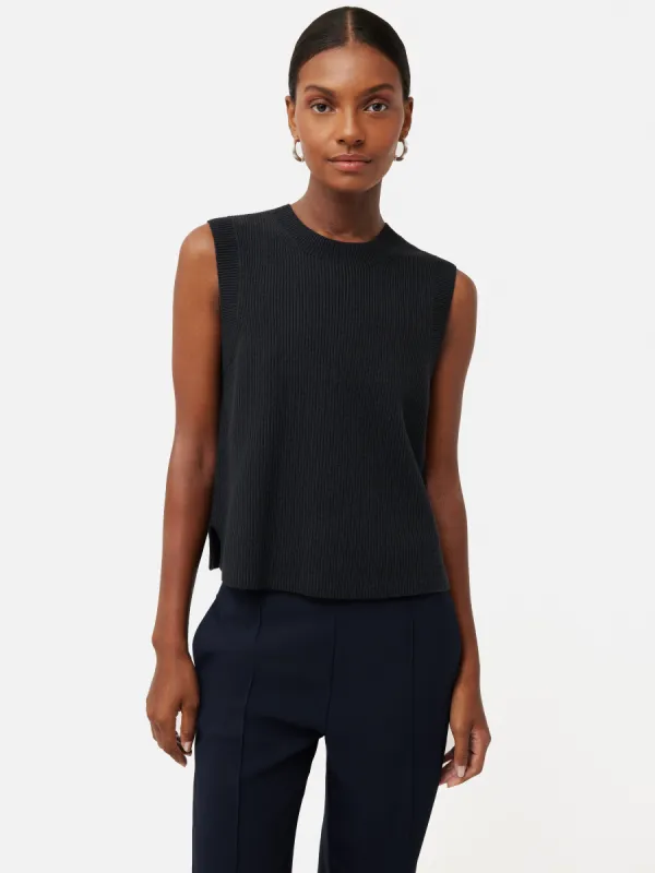 Cotton Blend Crew Tank | Black sold by Jigsaw