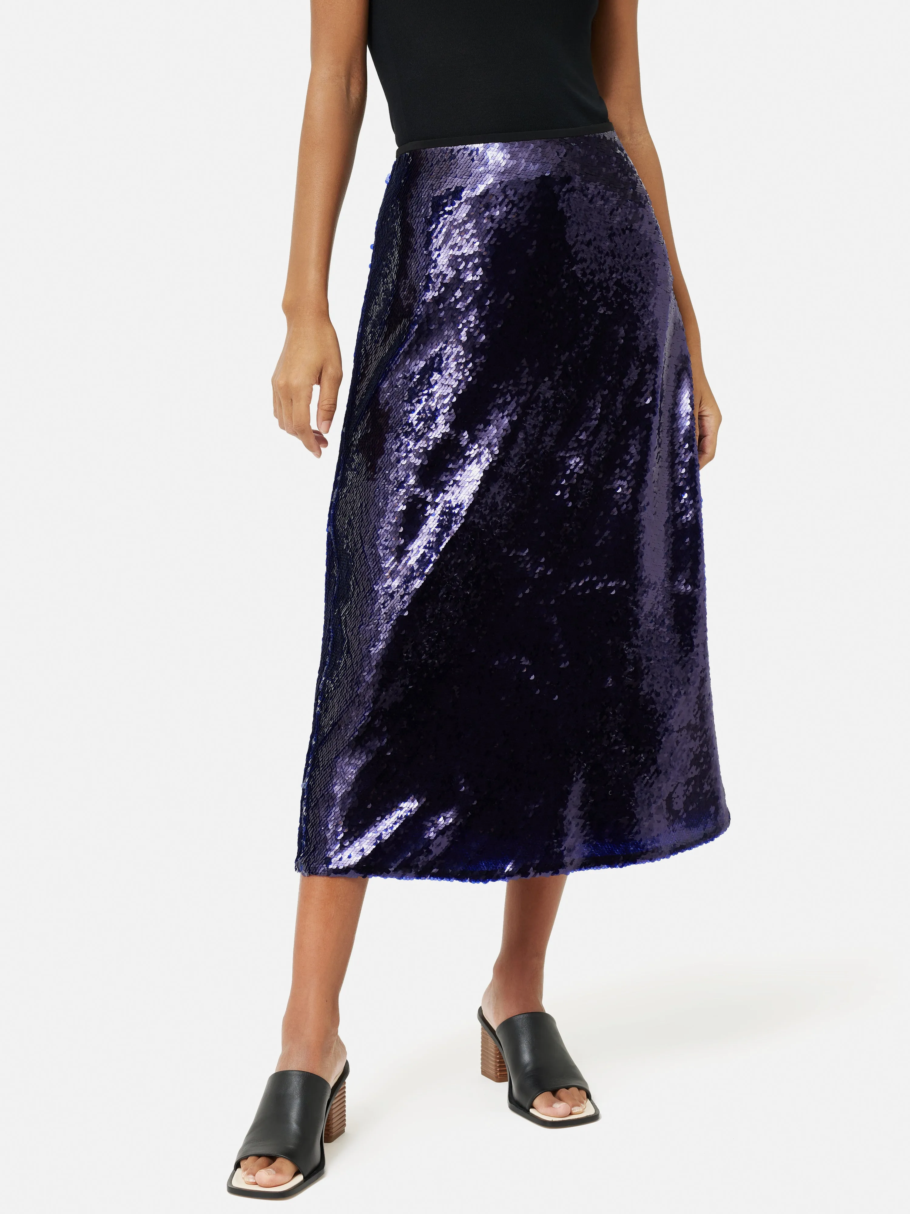 Sequin Midi Skirt | Purple sold by Jigsaw