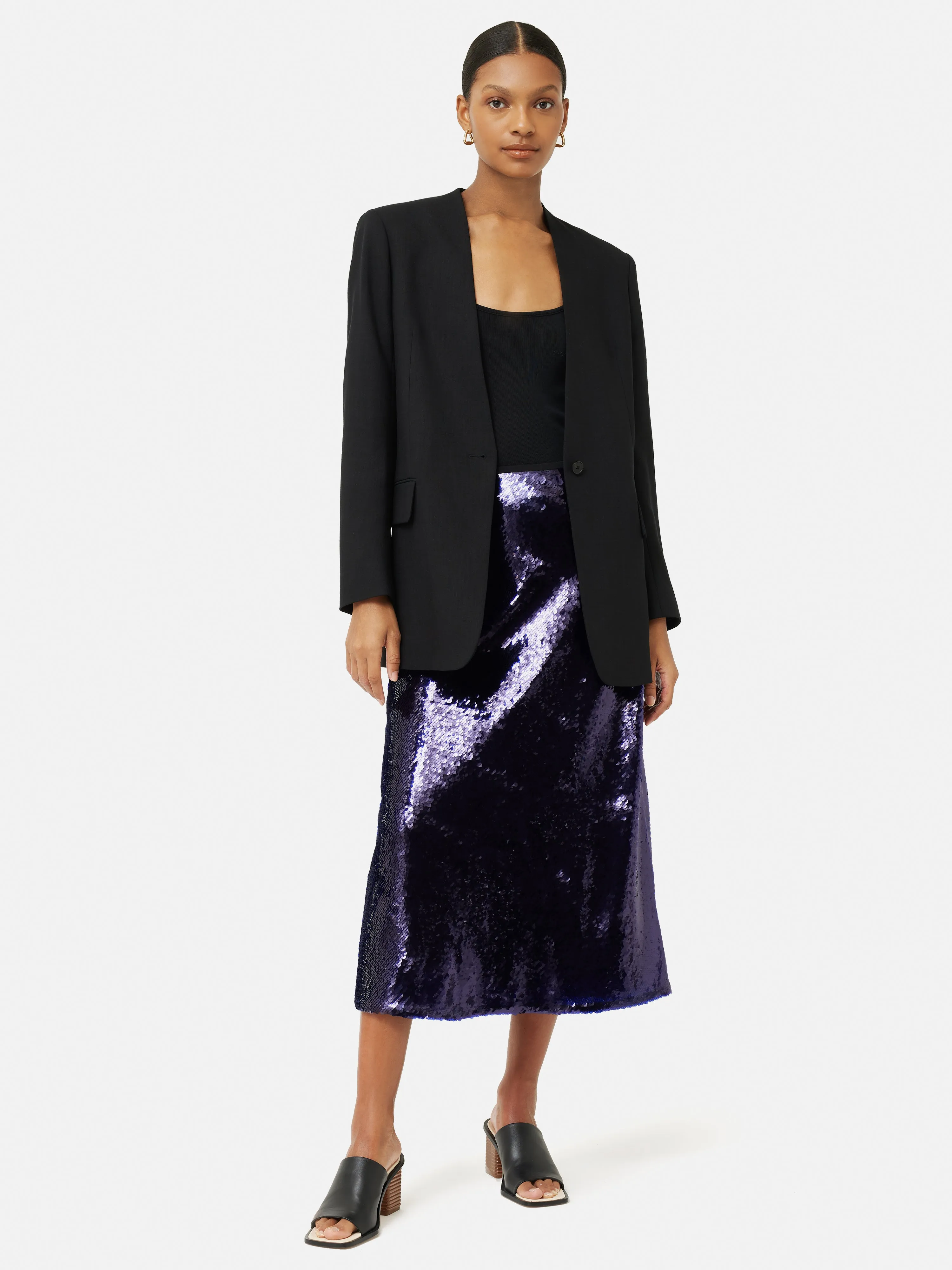 Sequin Midi Skirt | Purple sold by Jigsaw product image thumbnail 4
