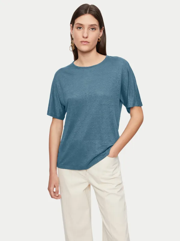 Linen Kimono Sleeve Tee | Grey sold by Jigsaw