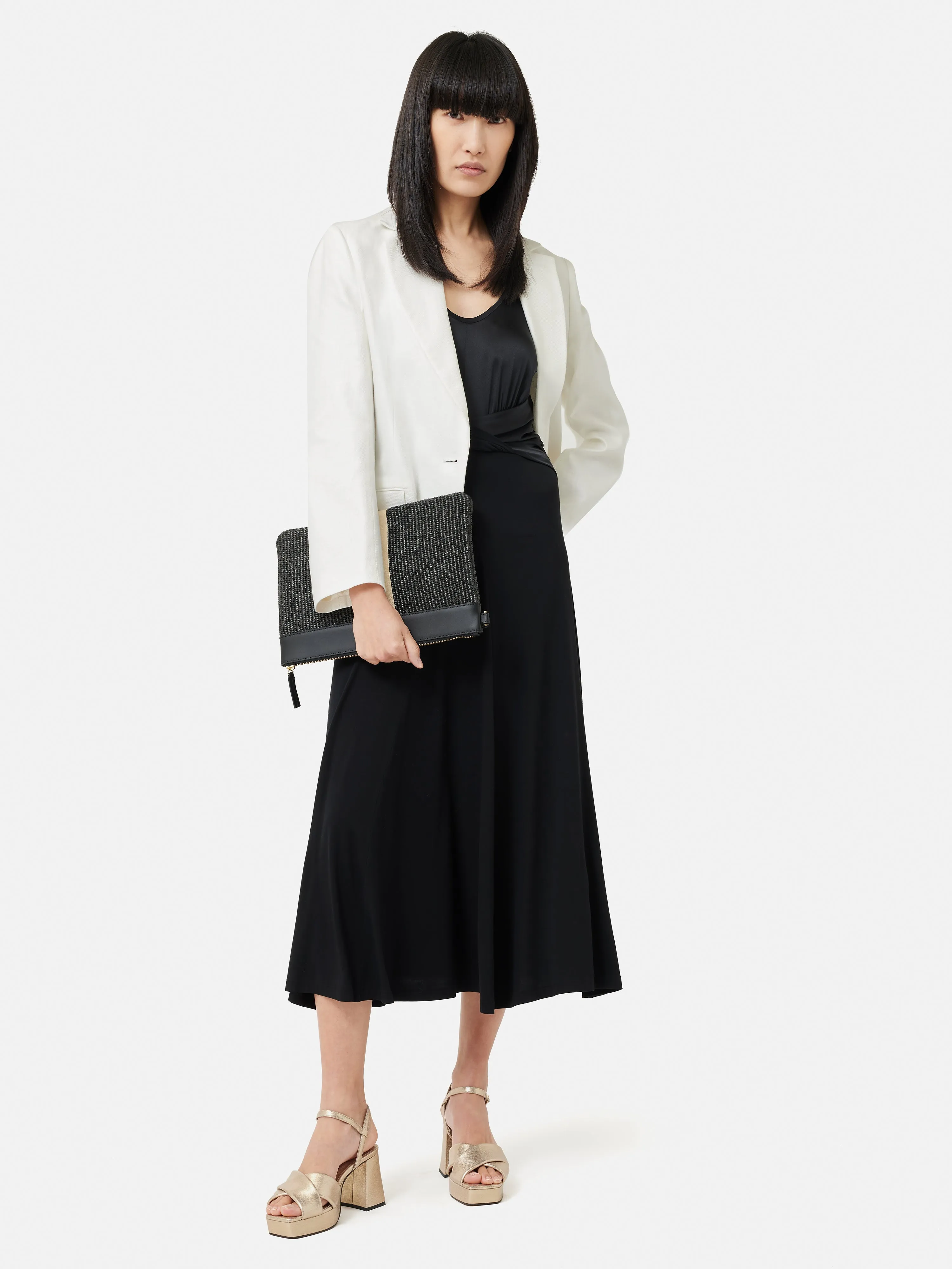 Jersey Silk Front Twist Dress | Black sold by Jigsaw product image thumbnail 3