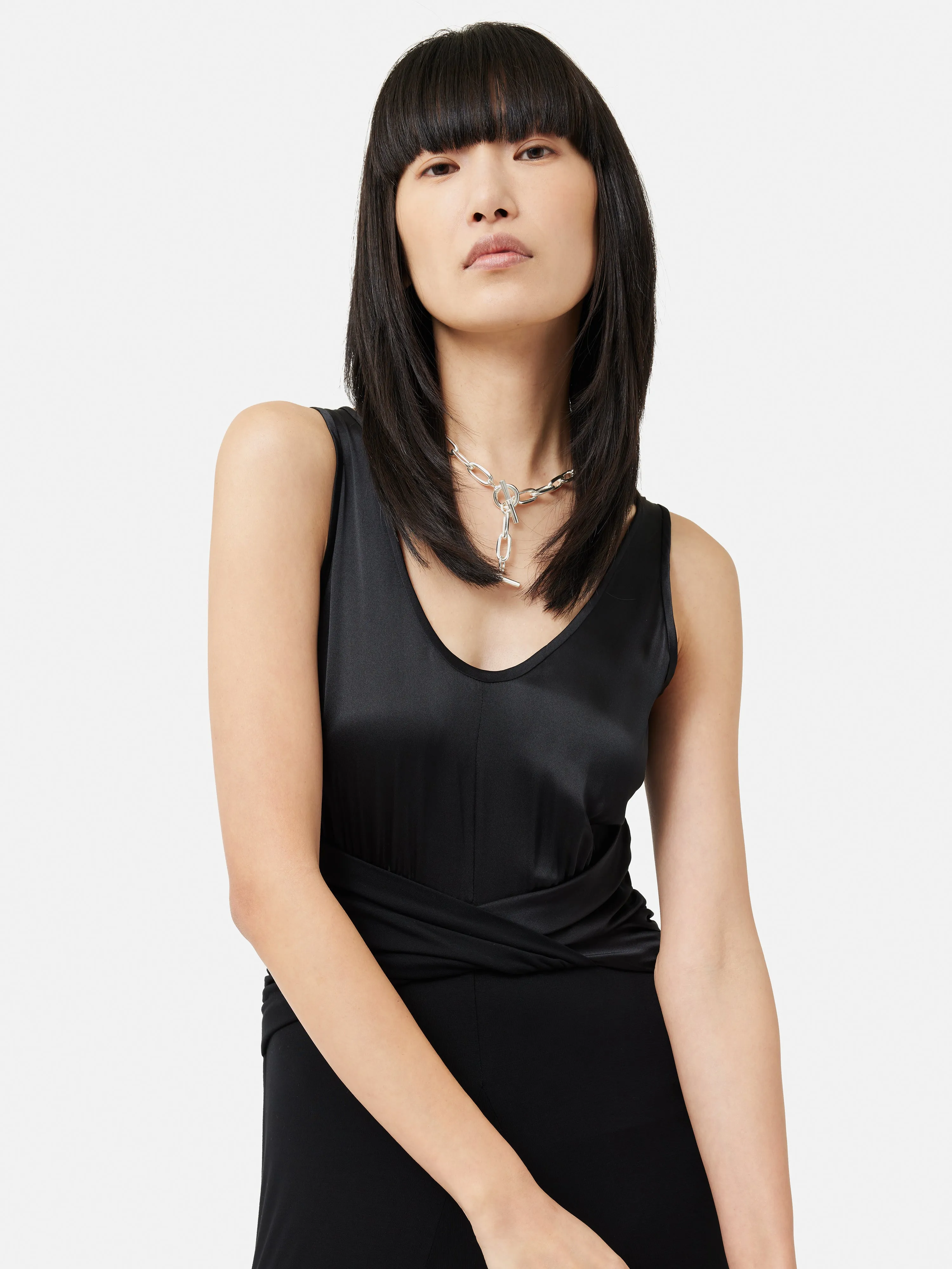 Jersey Silk Front Twist Dress | Black sold by Jigsaw product image thumbnail 2
