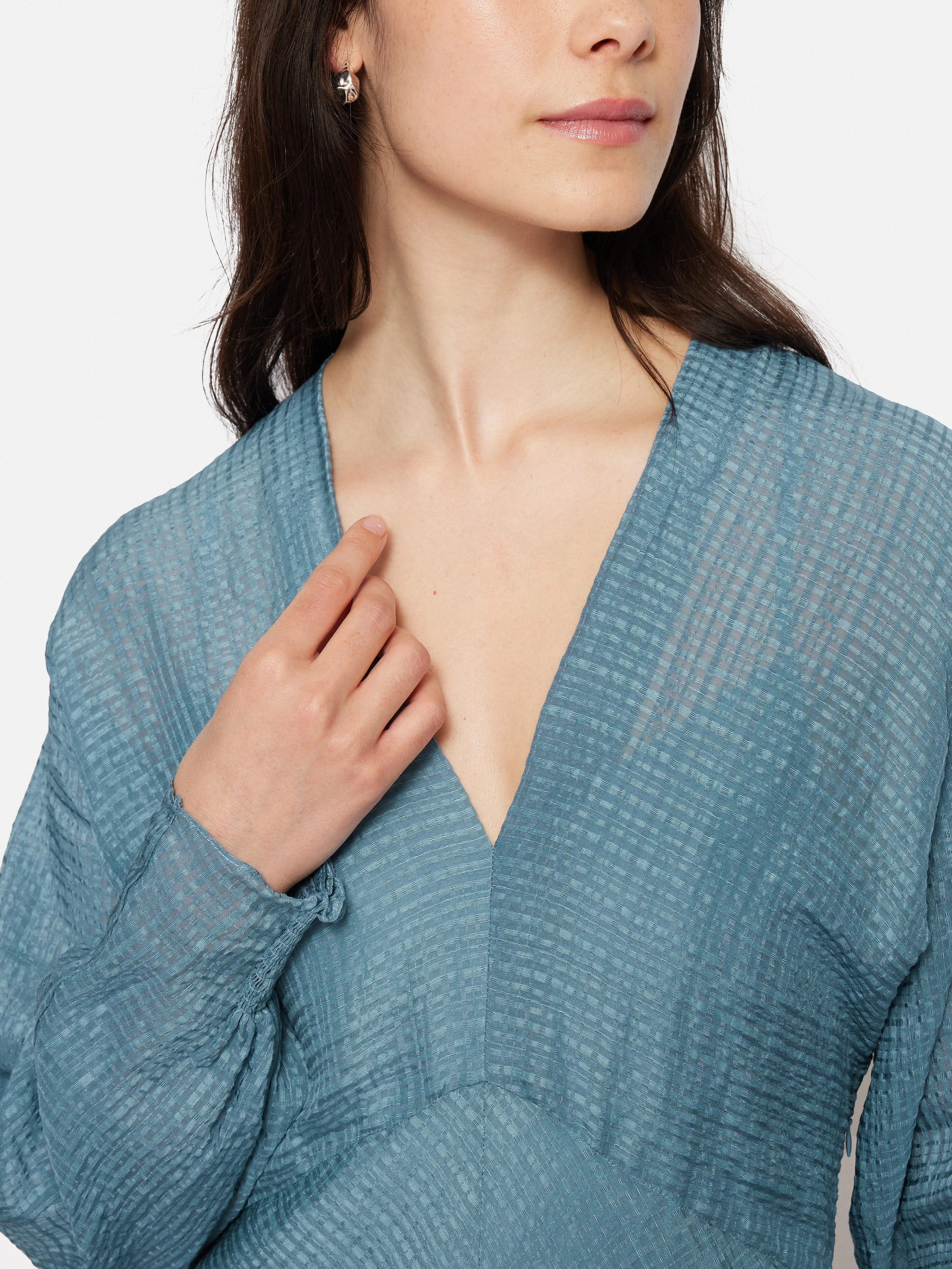 Silk Linen Gauze Maxi Dress | Blue sold by Jigsaw product image thumbnail 5