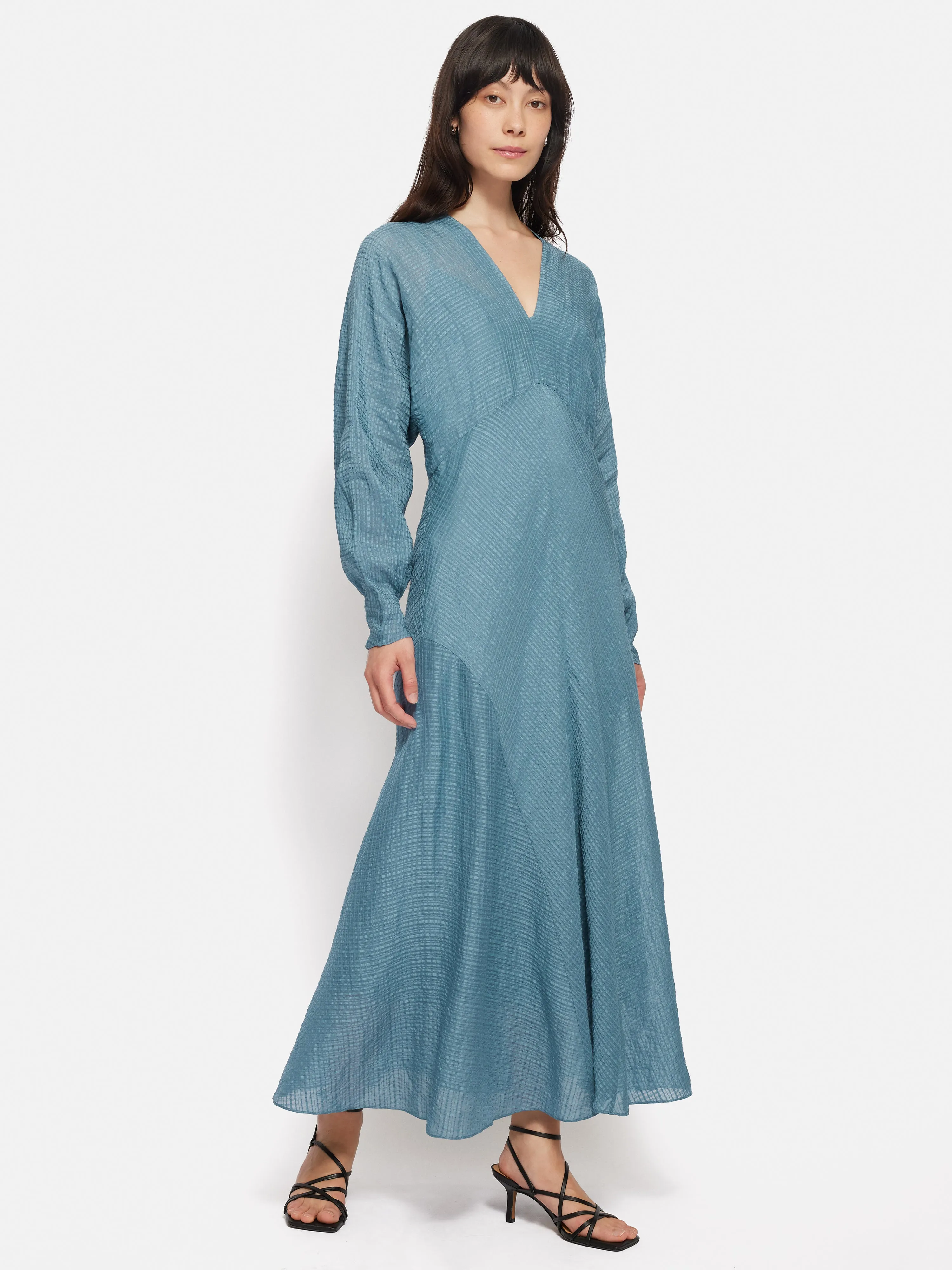Silk Linen Gauze Maxi Dress | Blue sold by Jigsaw product image thumbnail 4