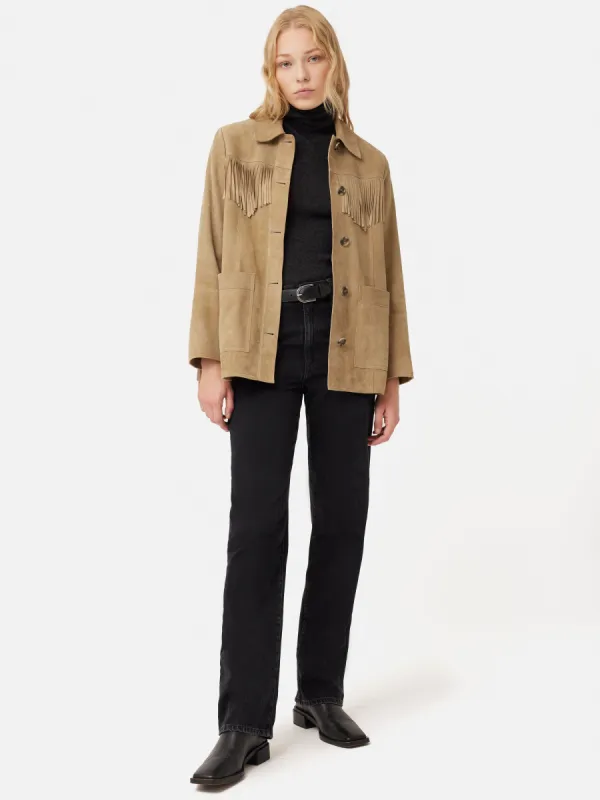 Fringed Suede Jacket | Brown sold by Jigsaw