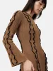 Scallop Trim Knitted Dress | Brown sold by Jigsaw