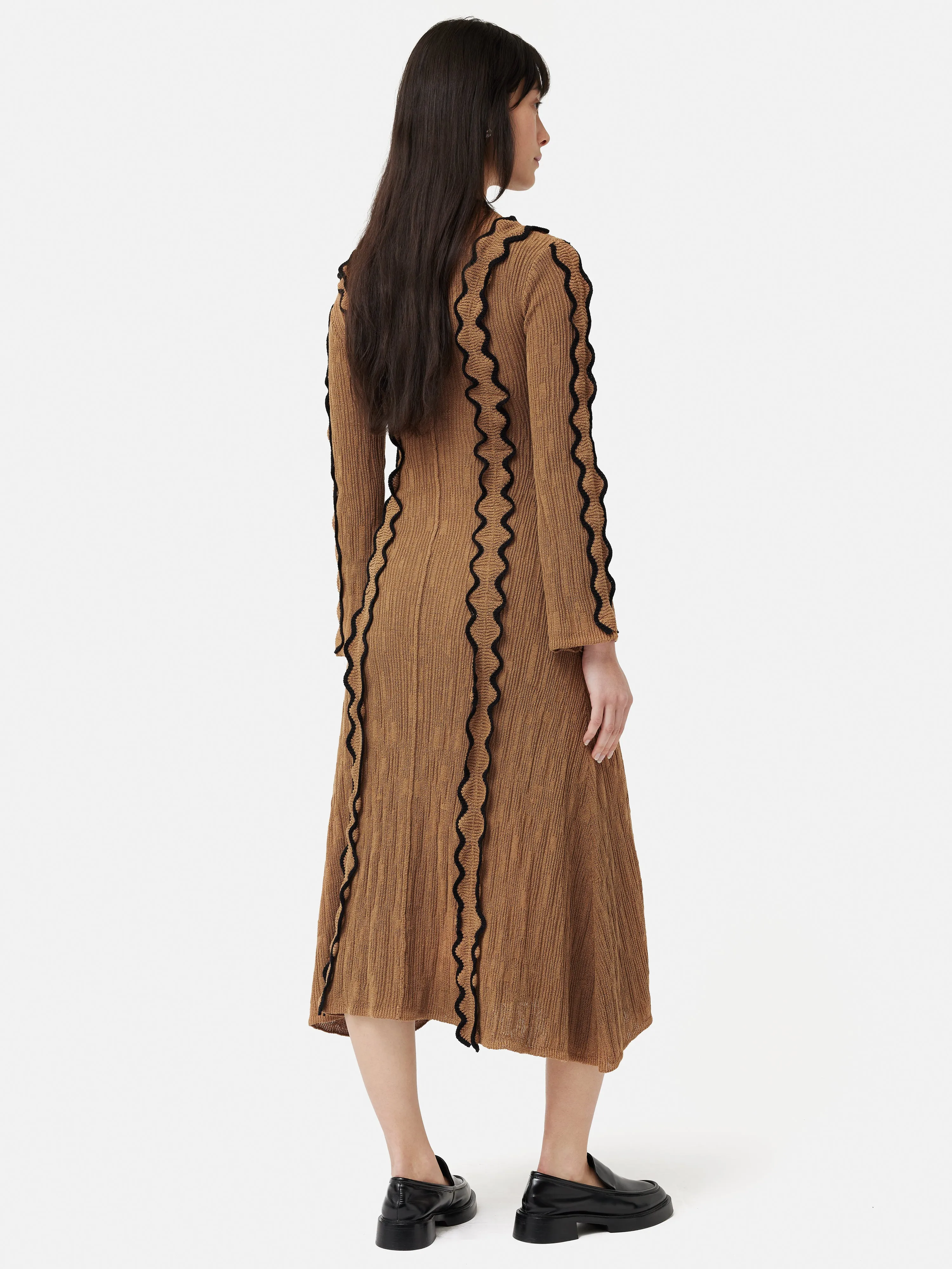 Scallop Trim Knitted Dress | Brown sold by Jigsaw product image thumbnail 4