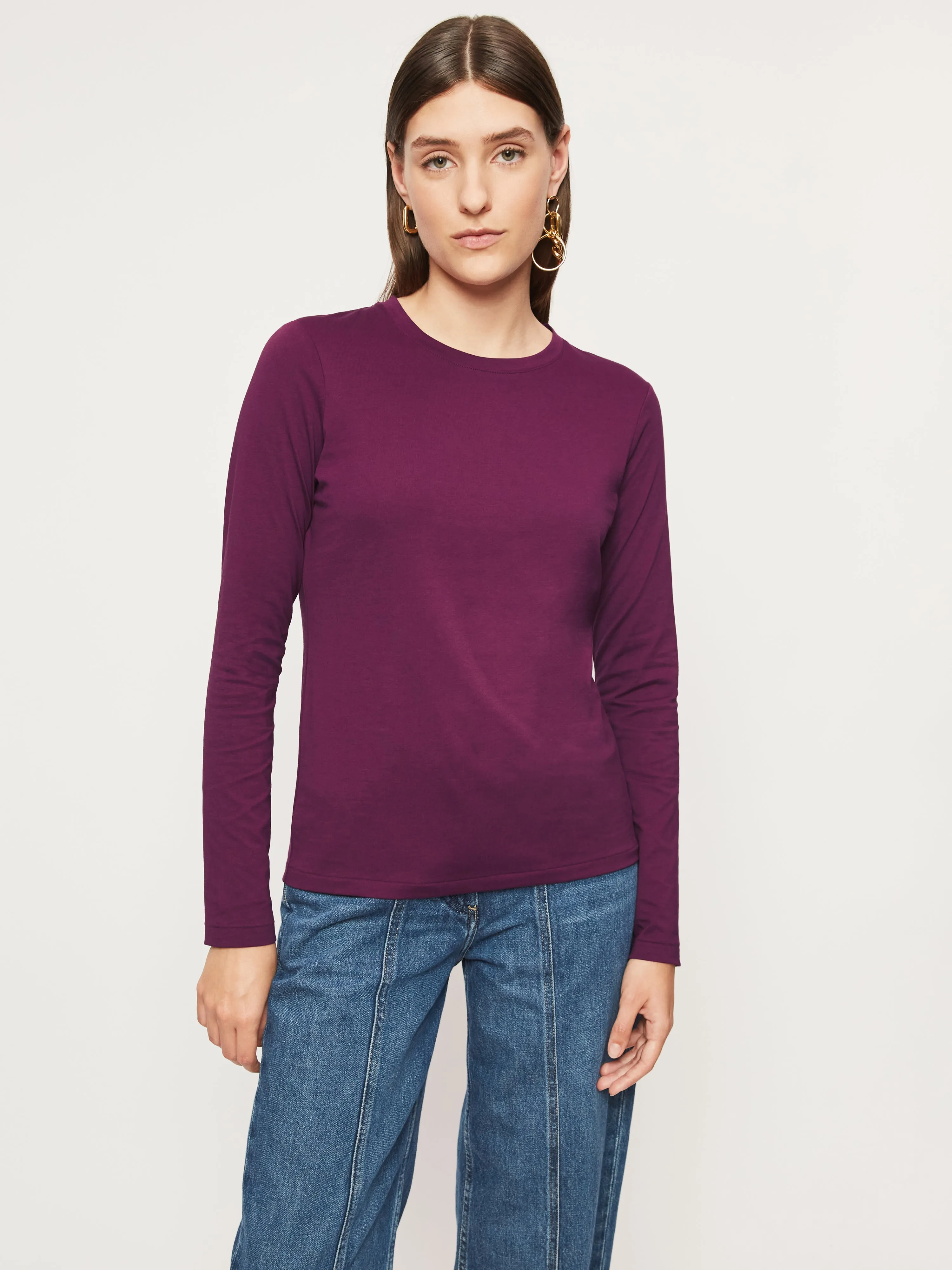 Supima Cotton Long Sleeve Tee | Grape Purple sold by Jigsaw