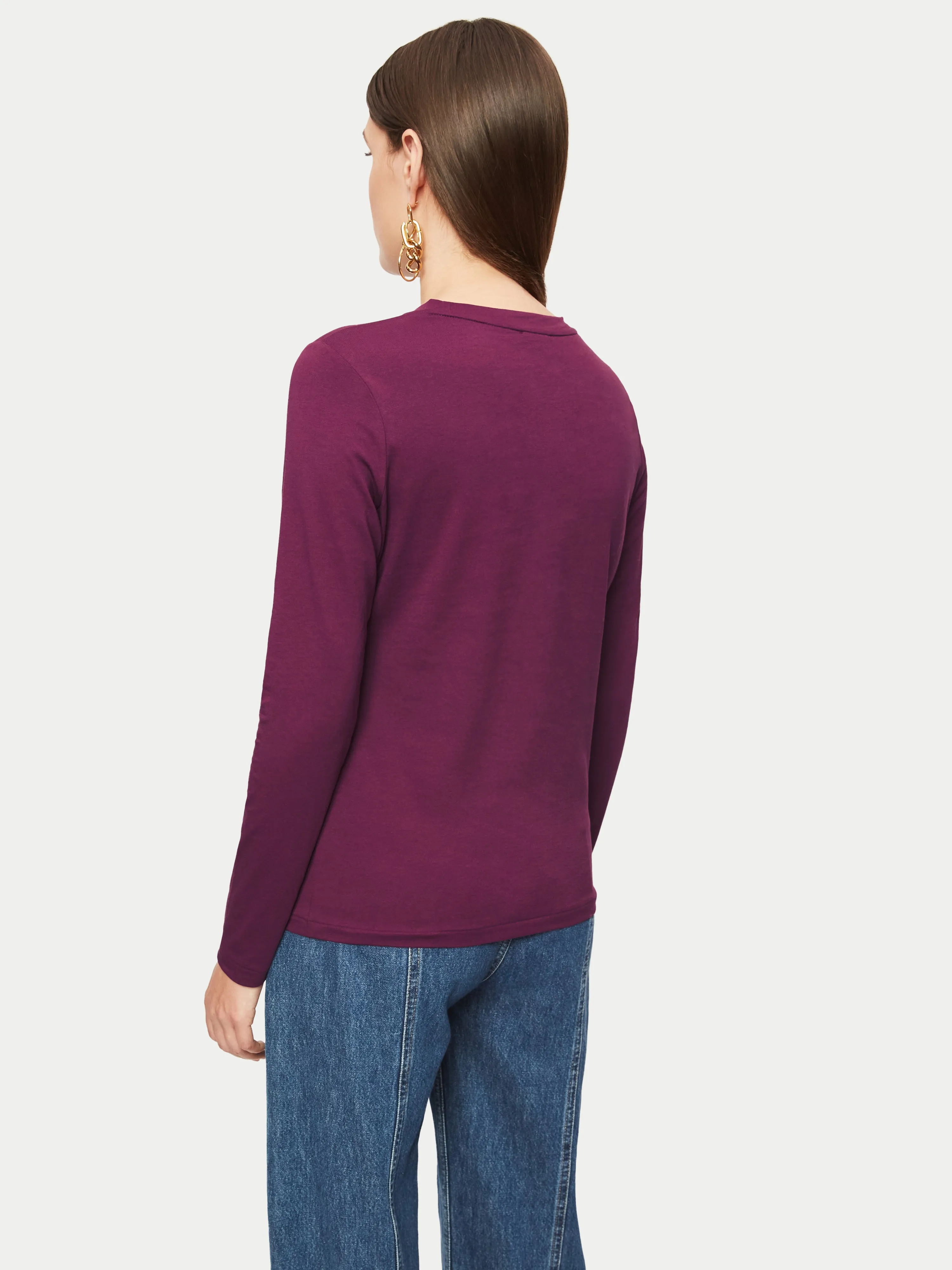Supima Cotton Long Sleeve Tee | Grape Purple sold by Jigsaw product image thumbnail 4