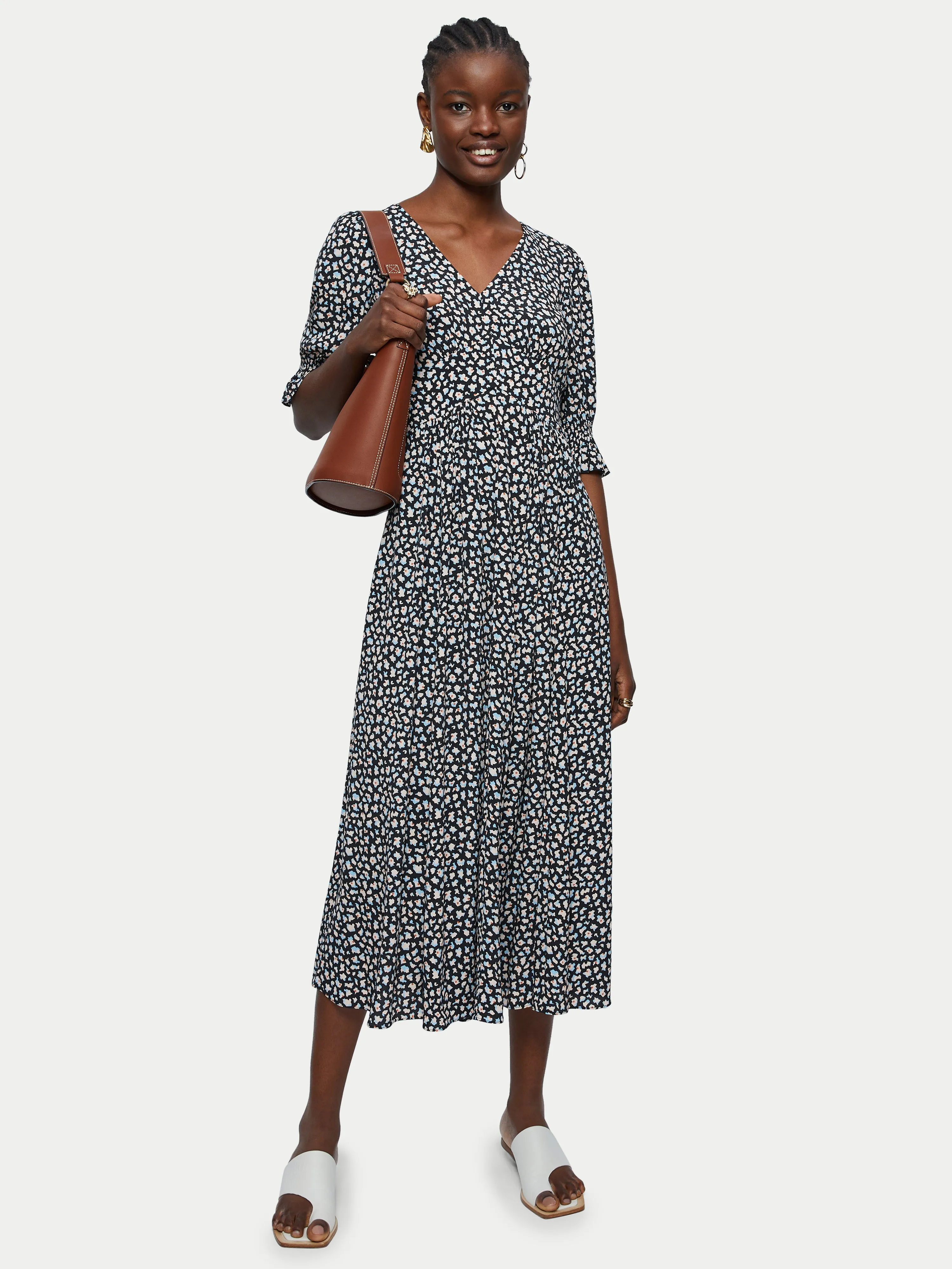 Honeycomb Ditsy Midi Tea Dress | Blue sold by Jigsaw product image thumbnail 4