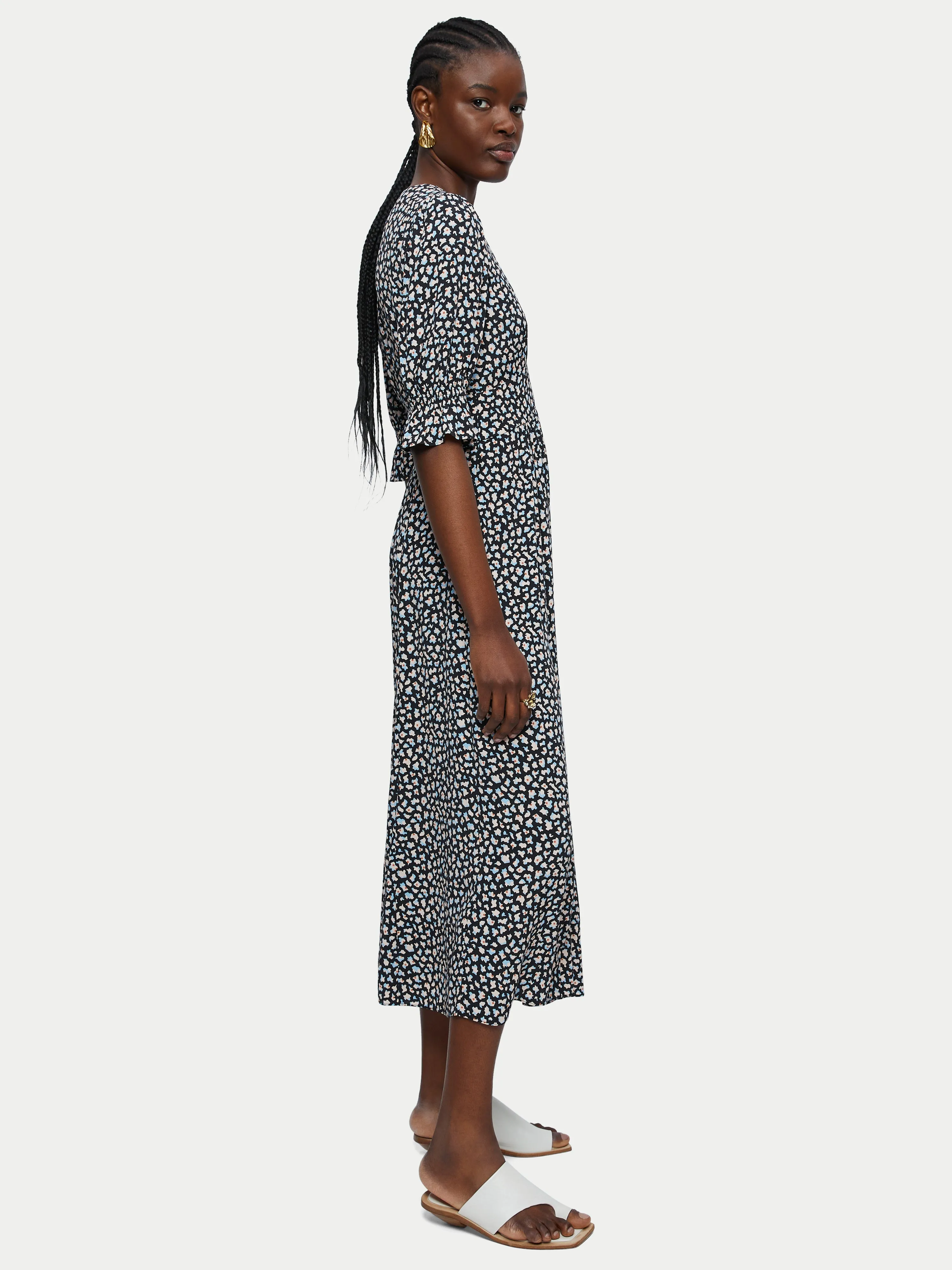 Honeycomb Ditsy Midi Tea Dress | Blue sold by Jigsaw product image thumbnail 3